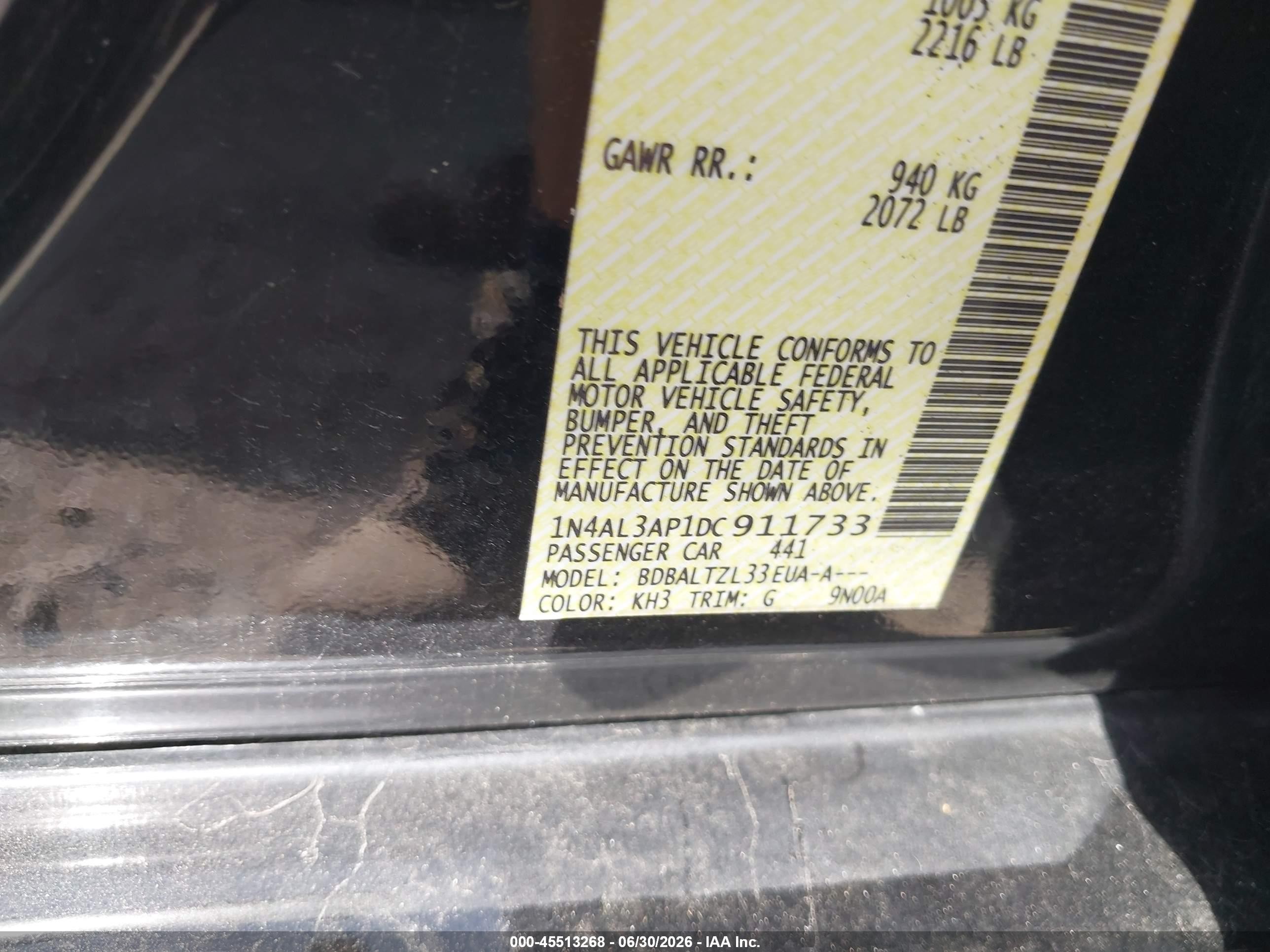 2013 Nissan Altima 2.5 Sv Black vin: 1N4AL3AP1DC911733