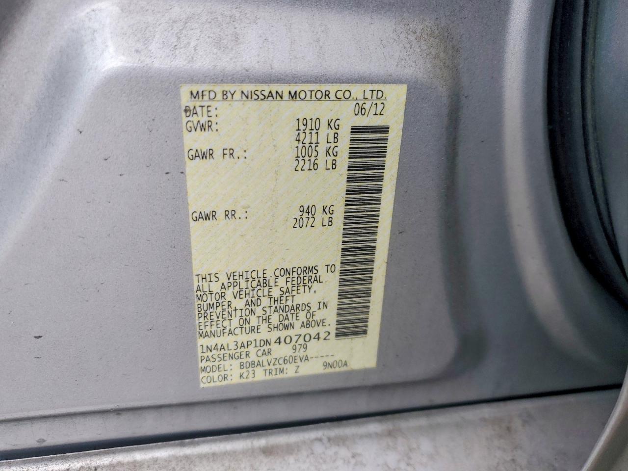 2013 Nissan Altima 2.5 Silver vin: 1N4AL3AP1DN407042
