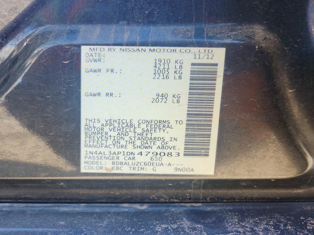 2013 Nissan Altima 2.5 Gray vin: 1N4AL3AP1DN479083