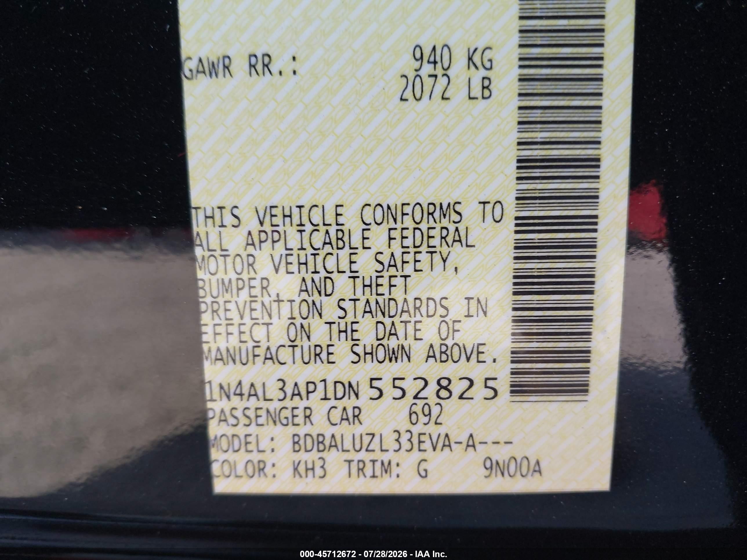 2013 Nissan Altima 2.5 Sv Black vin: 1N4AL3AP1DN552825