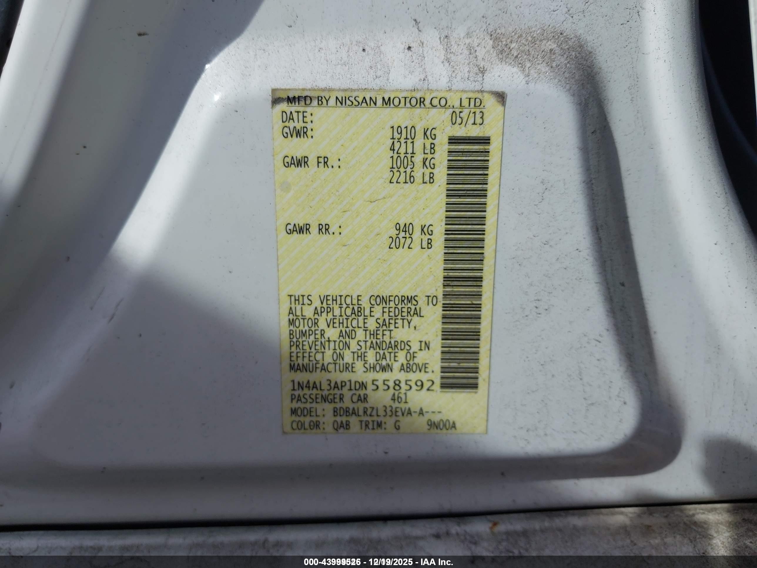 2013 Nissan Altima 2.5 S White vin: 1N4AL3AP1DN558592
