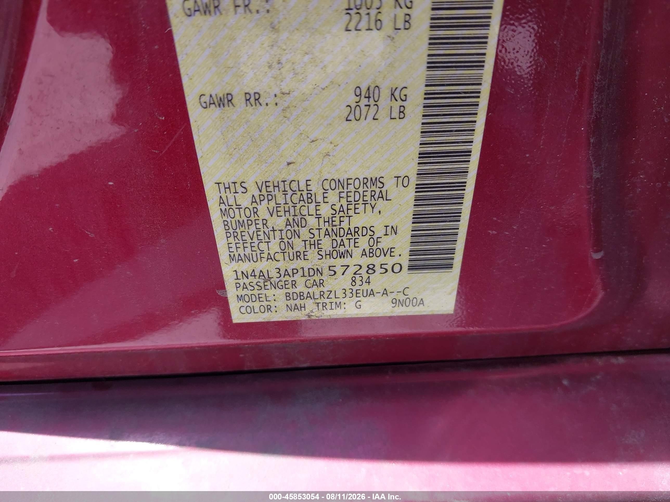 2013 Nissan Altima 2.5 S Бордовый vin: 1N4AL3AP1DN572850
