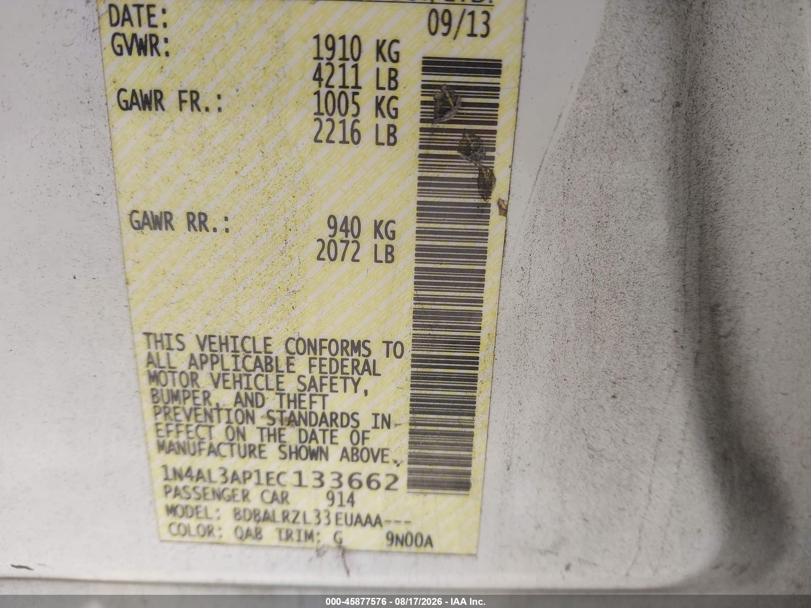 2014 Nissan Altima 2.5 S White vin: 1N4AL3AP1EC133662