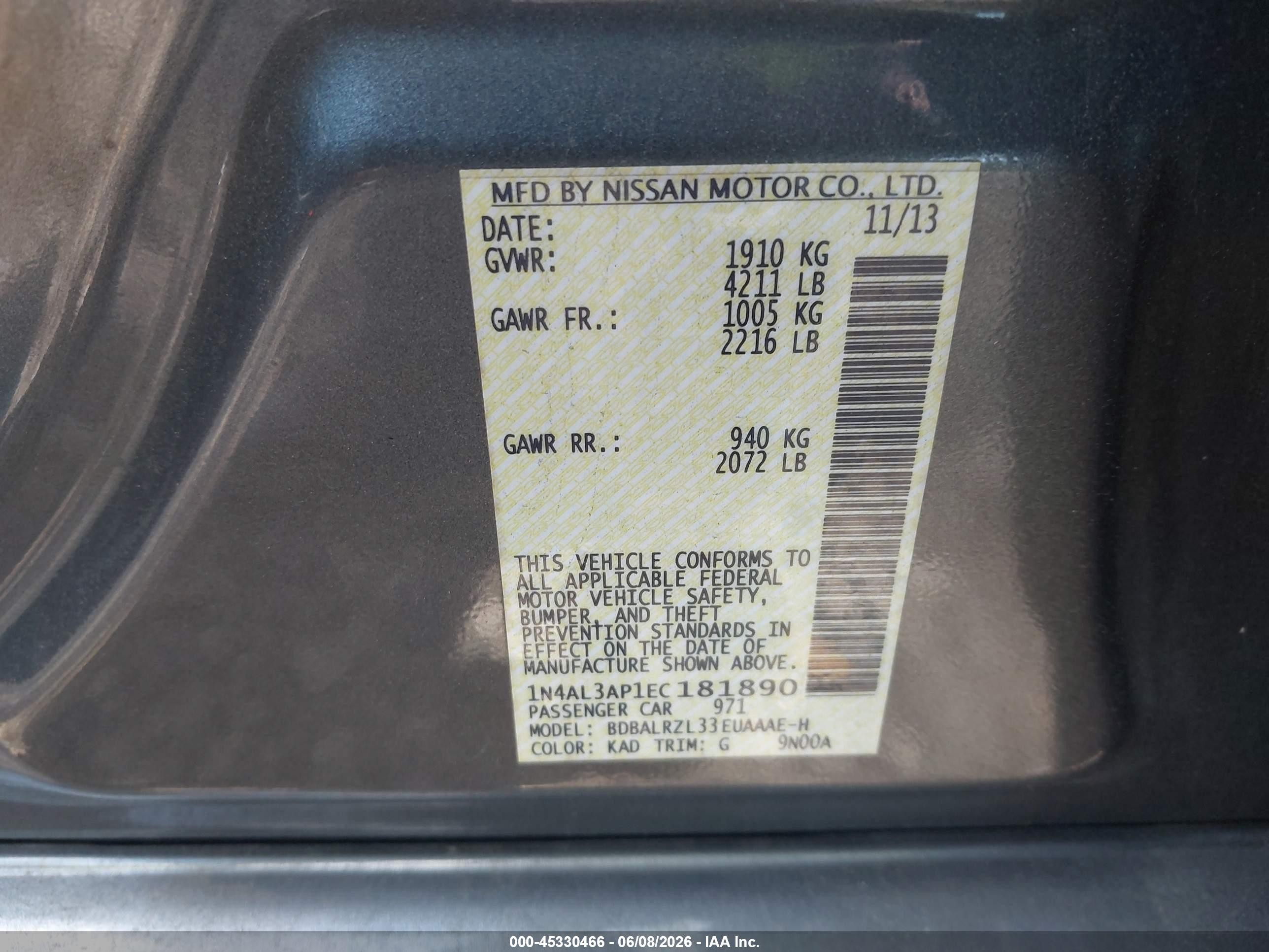 2014 Nissan Altima 2.5 S Gray vin: 1N4AL3AP1EC181890