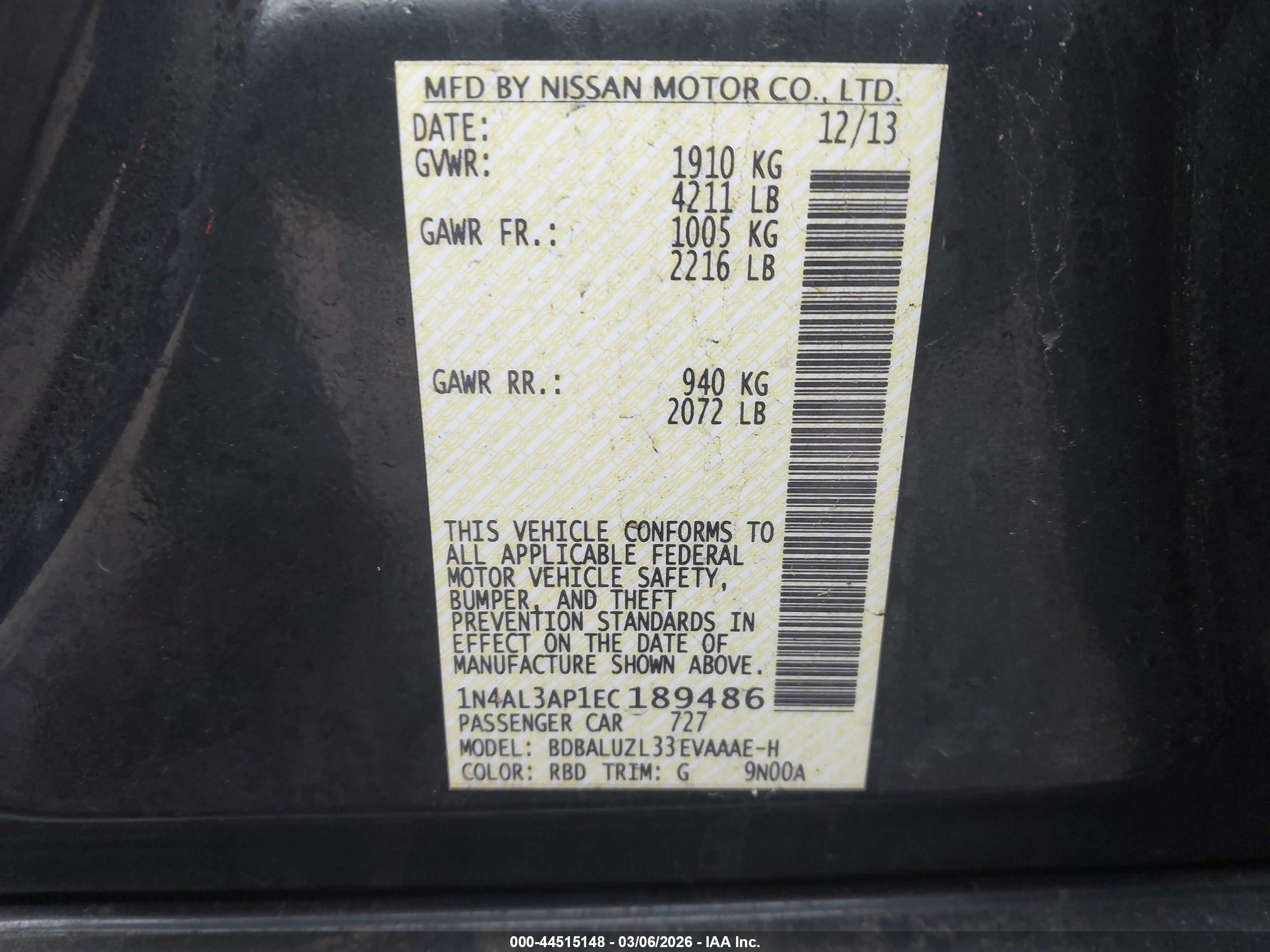 2014 Nissan Altima 2.5 Sv Blue vin: 1N4AL3AP1EC189486