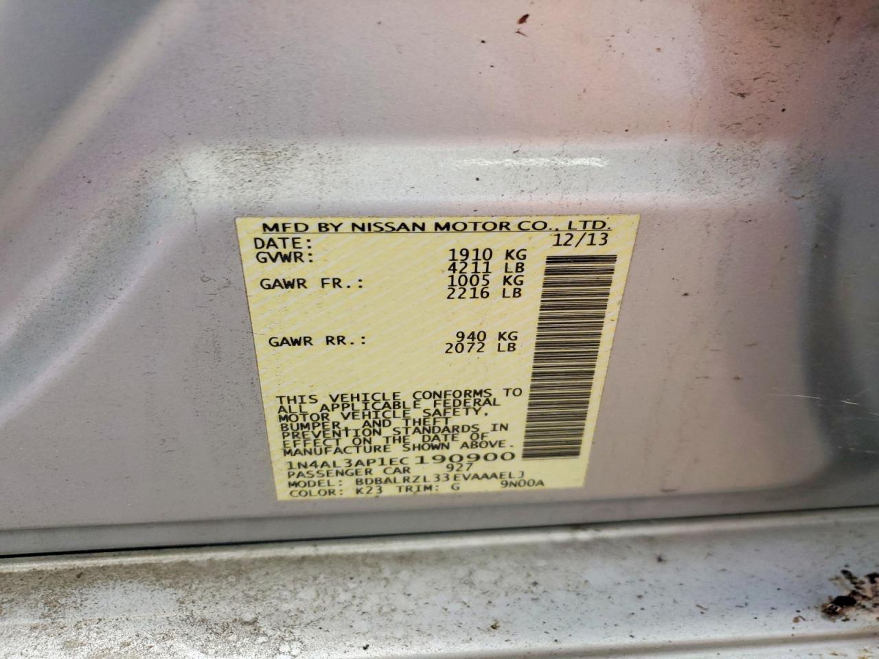 2014 Nissan Altima 2.5 S Silver vin: 1N4AL3AP1EC190900