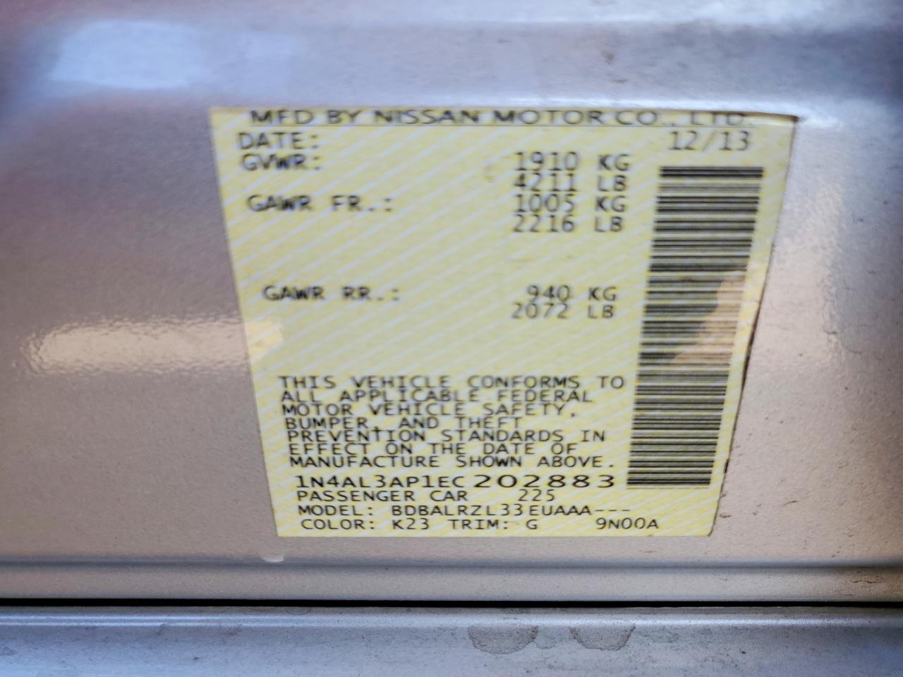 2014 Nissan Altima 2.5 Silver vin: 1N4AL3AP1EC202883