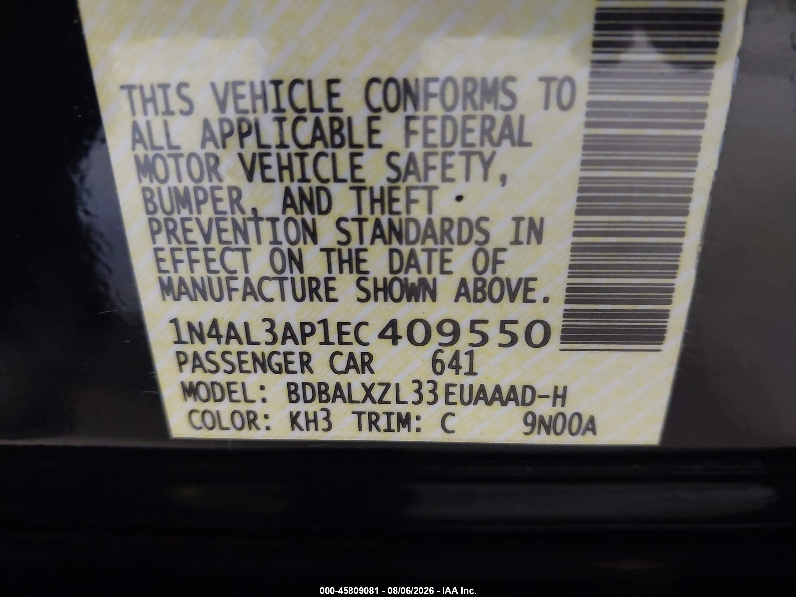 2014 Nissan Altima 2.5 Sl Black vin: 1N4AL3AP1EC409550
