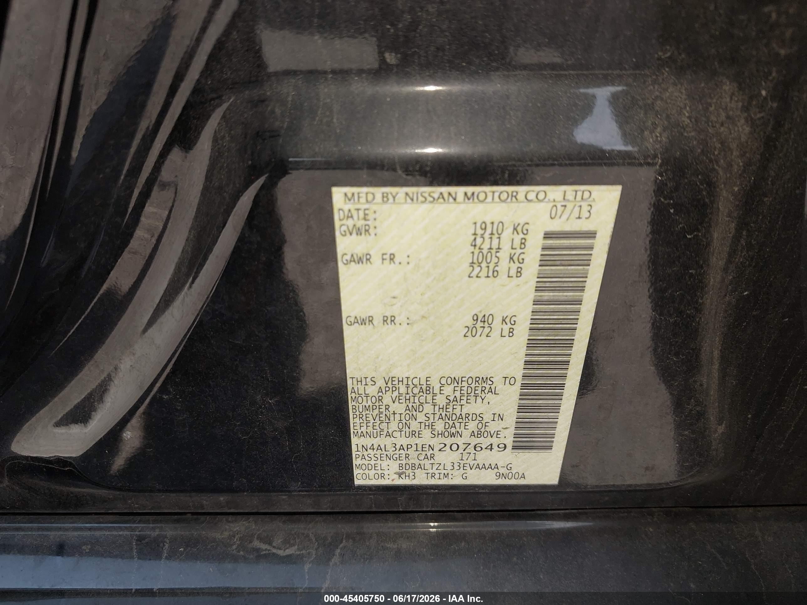 2014 Nissan Altima 2.5 Sv Черный vin: 1N4AL3AP1EN207649