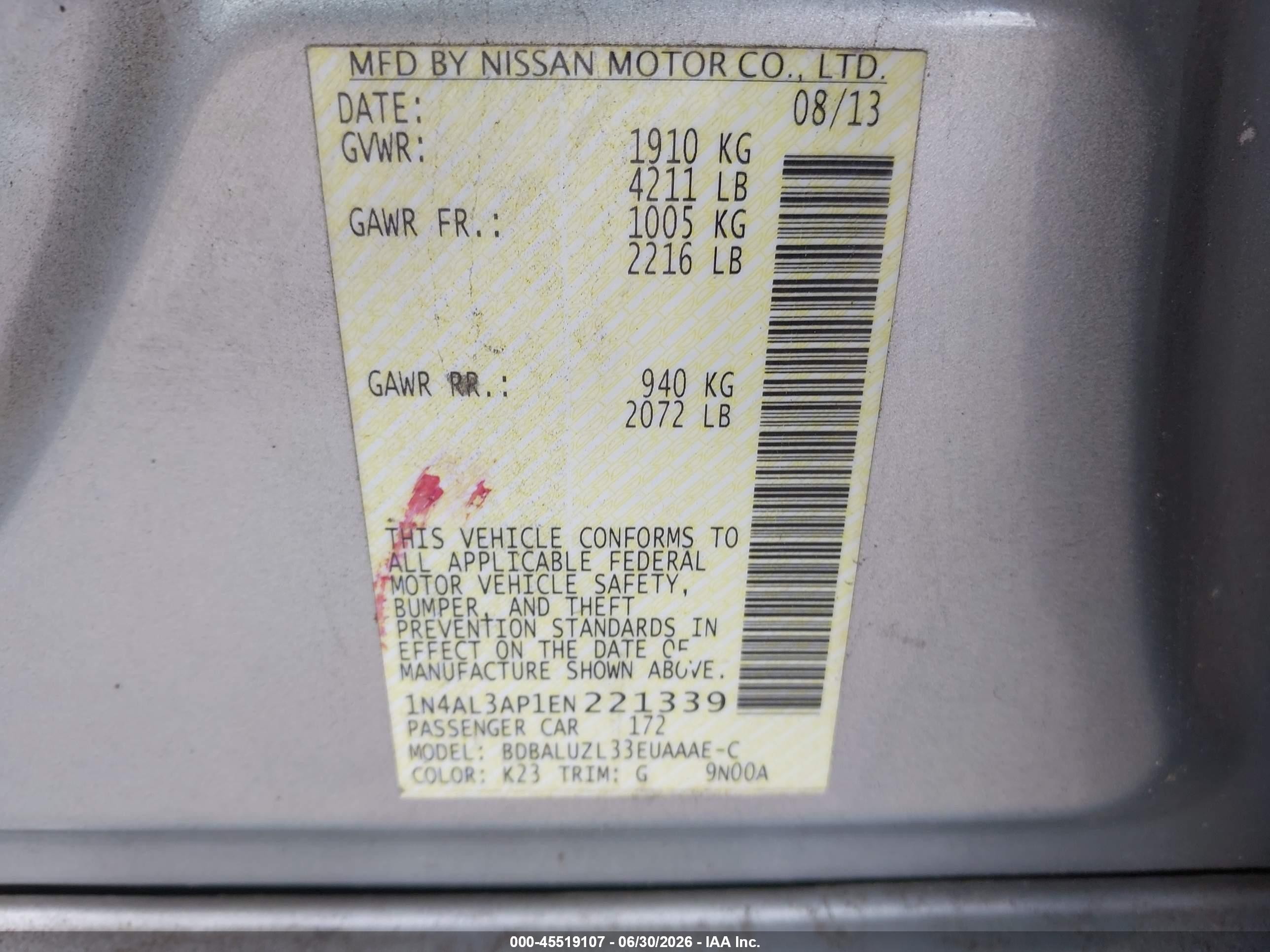 2014 Nissan Altima 2.5 Sv Серебряный vin: 1N4AL3AP1EN221339