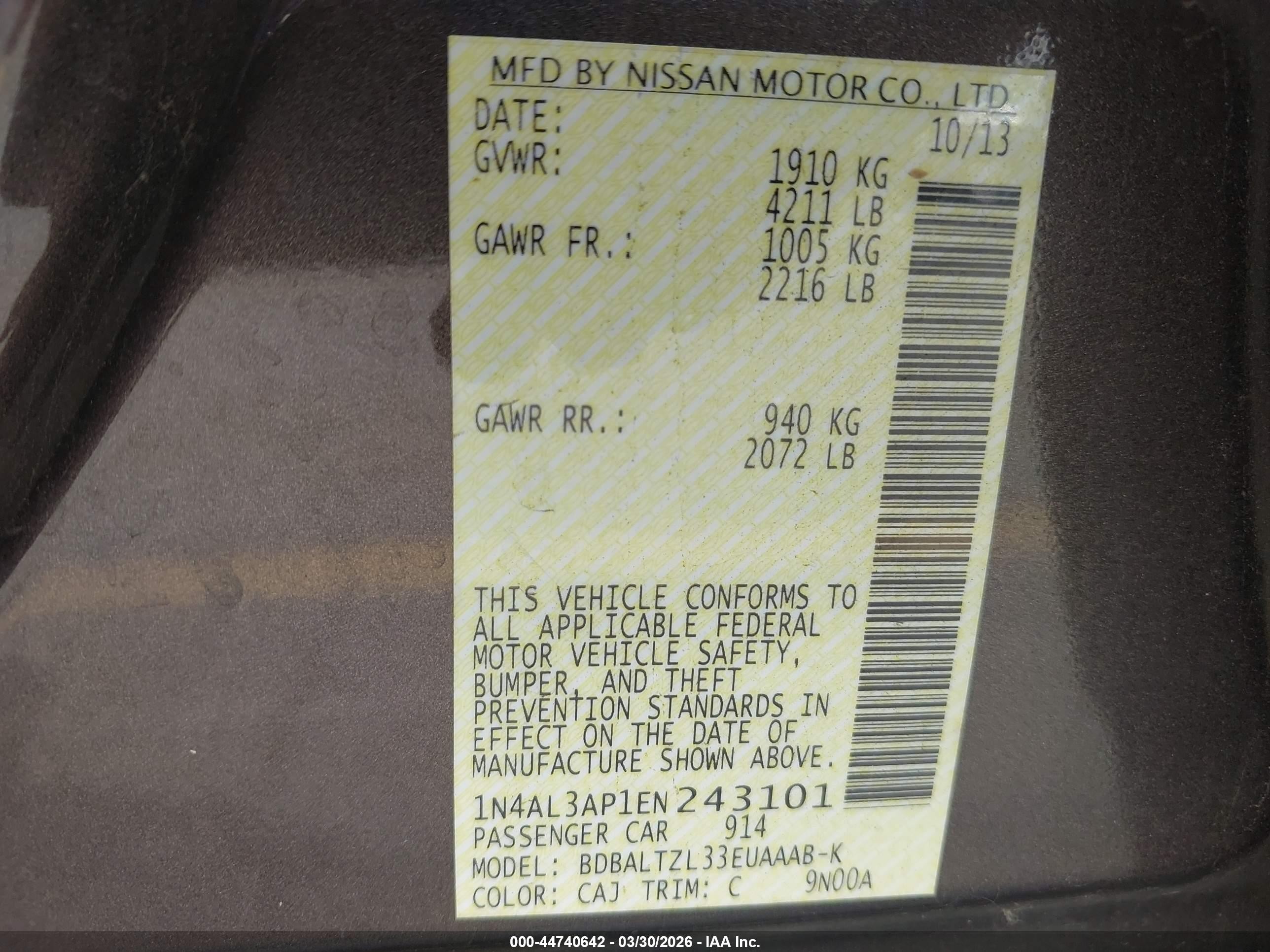 2014 Nissan Altima 2.5 Sv Gray vin: 1N4AL3AP1EN243101