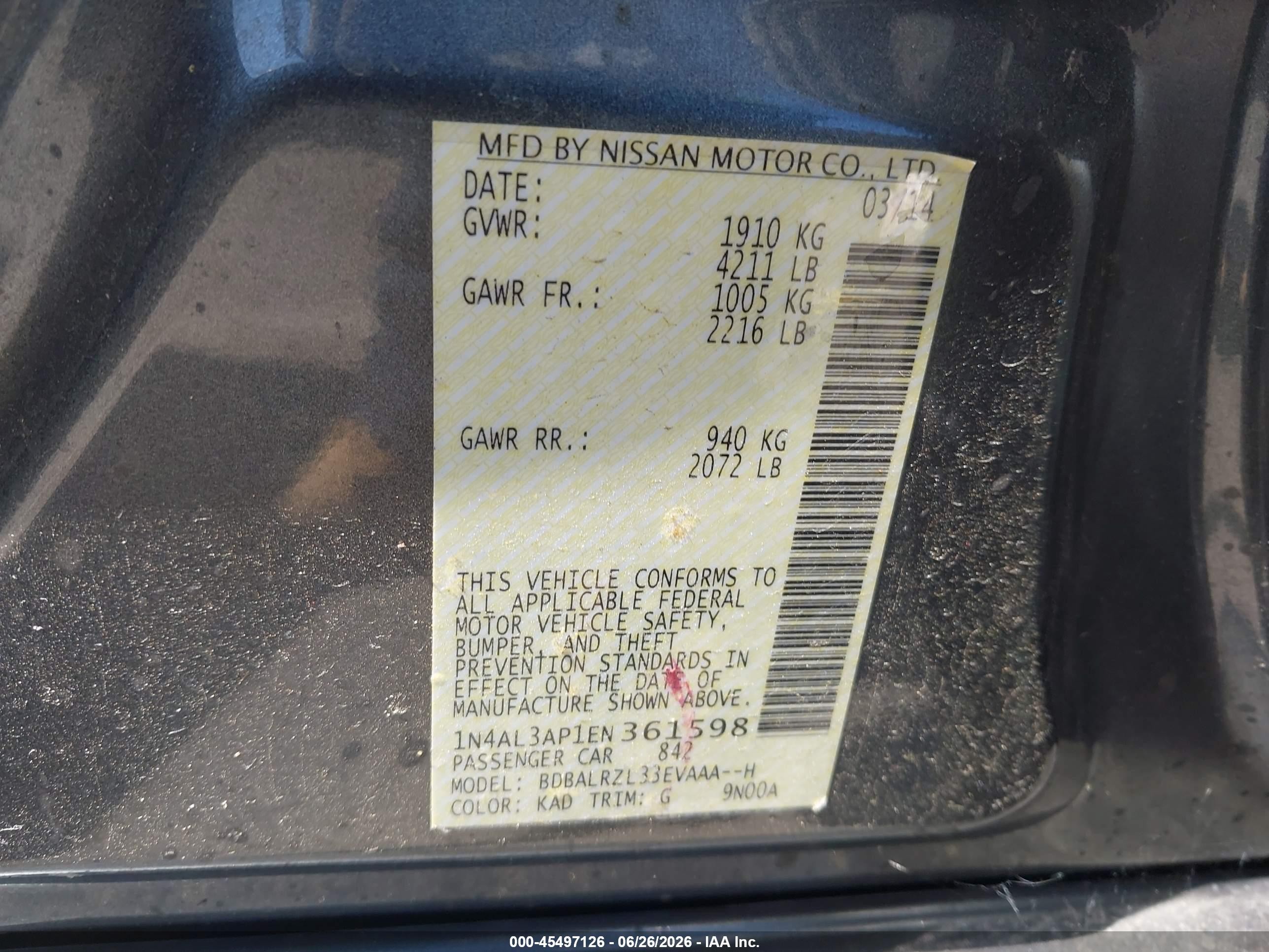 2014 Nissan Altima 2.5 S Gray vin: 1N4AL3AP1EN361598