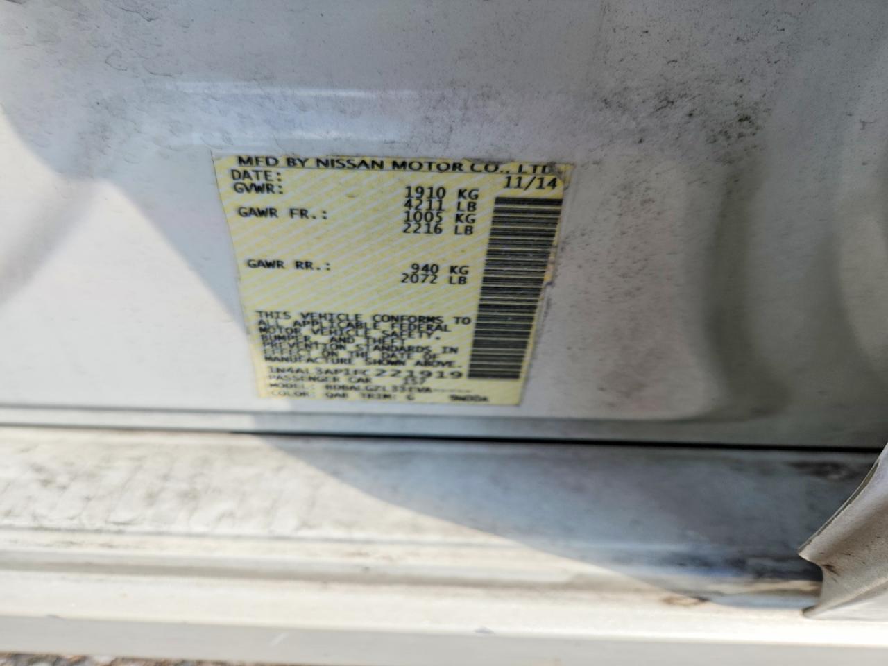 2015 Nissan Altima 2.5 S White vin: 1N4AL3AP1FC221919