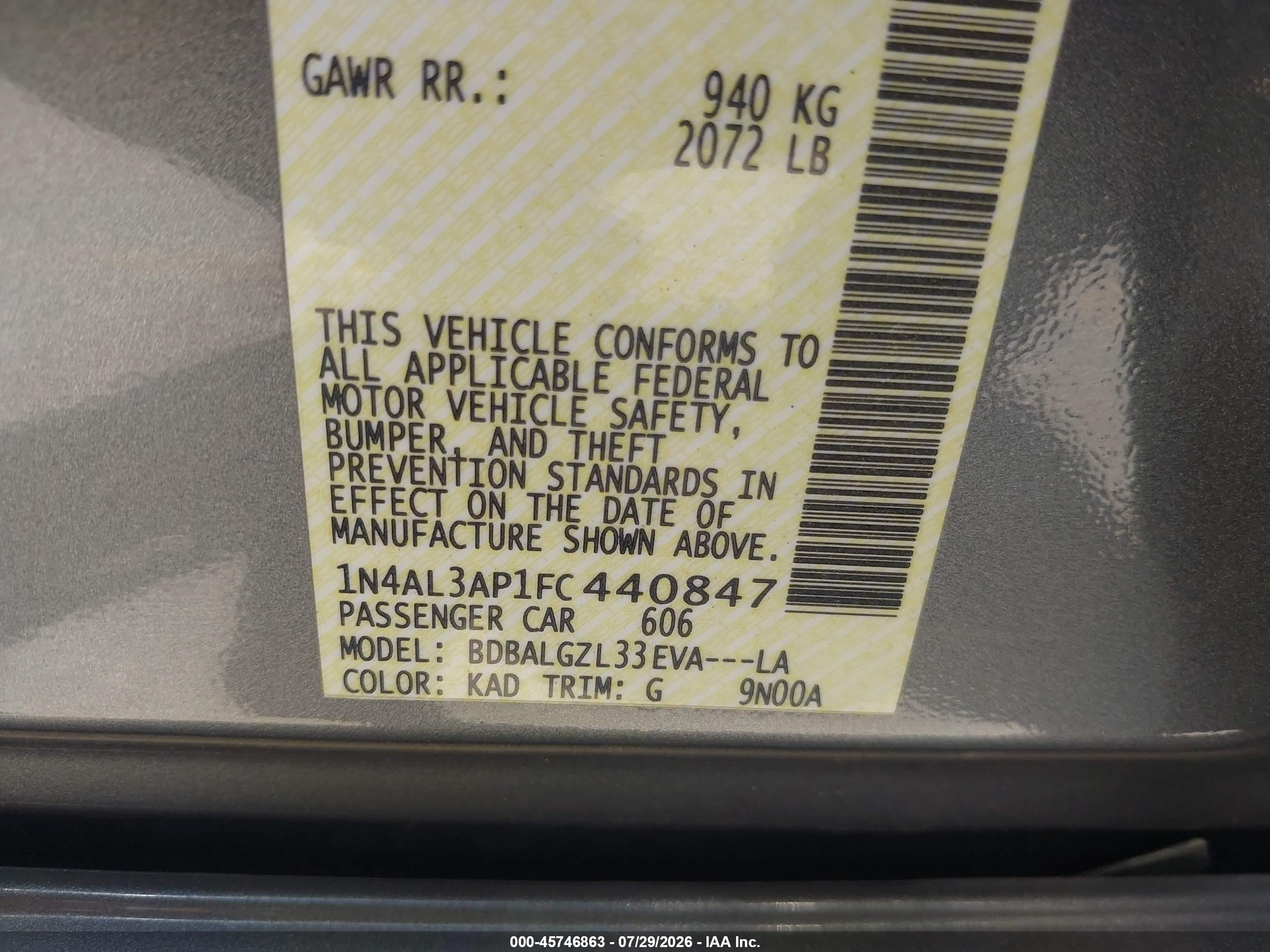 2015 Nissan Altima 2.5 S Gray vin: 1N4AL3AP1FC440847