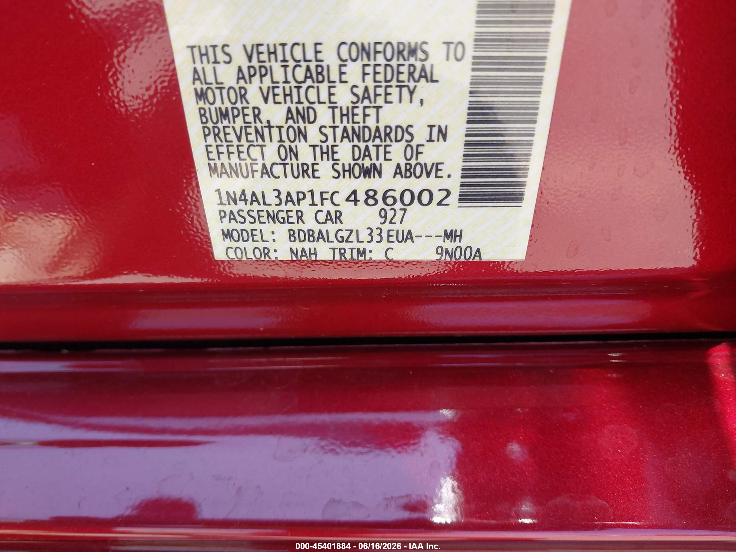 2015 Nissan Altima 2.5 S Красный vin: 1N4AL3AP1FC486002