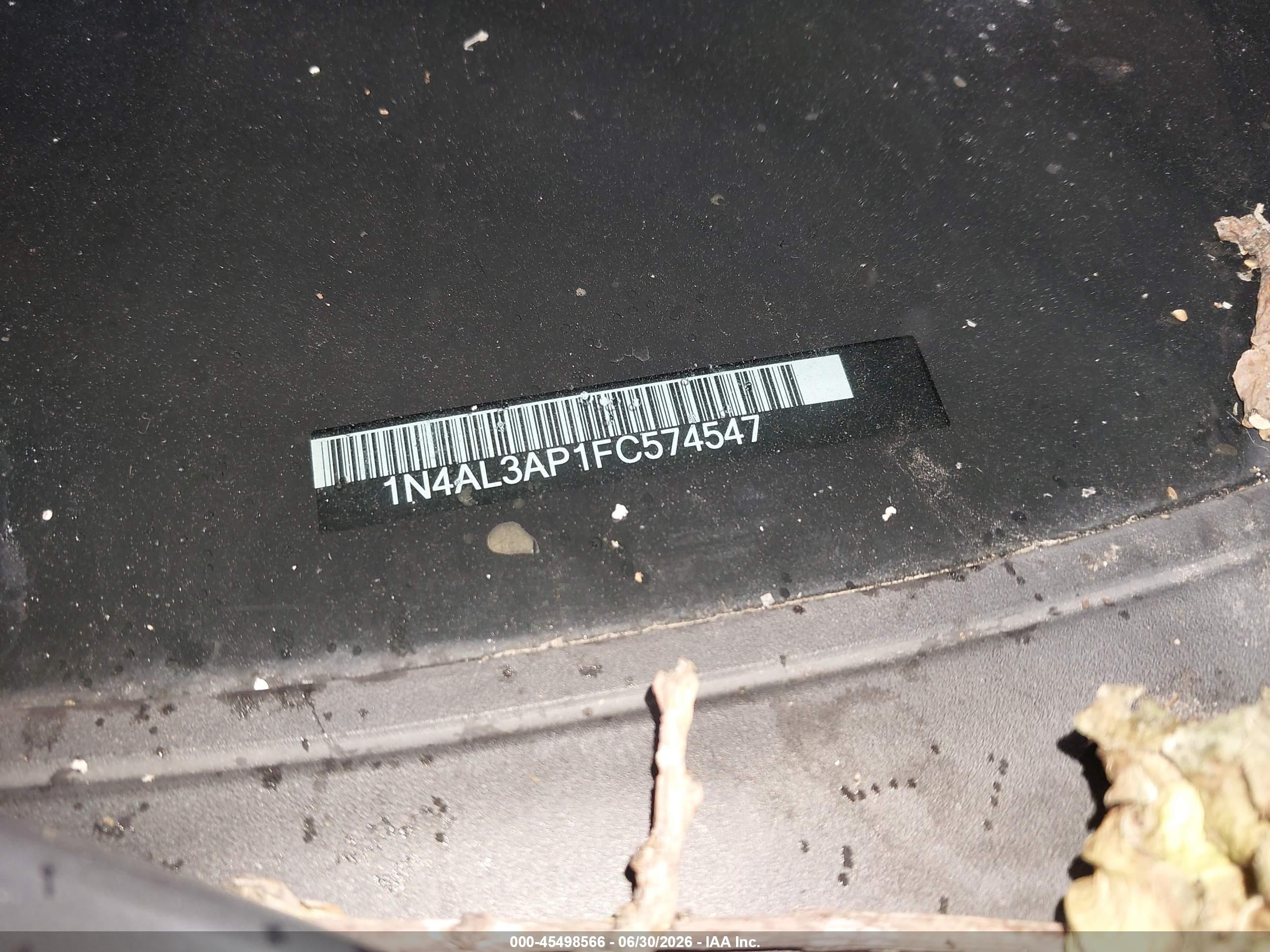 2015 Nissan Altima 2.5 Sv Black vin: 1N4AL3AP1FC574547