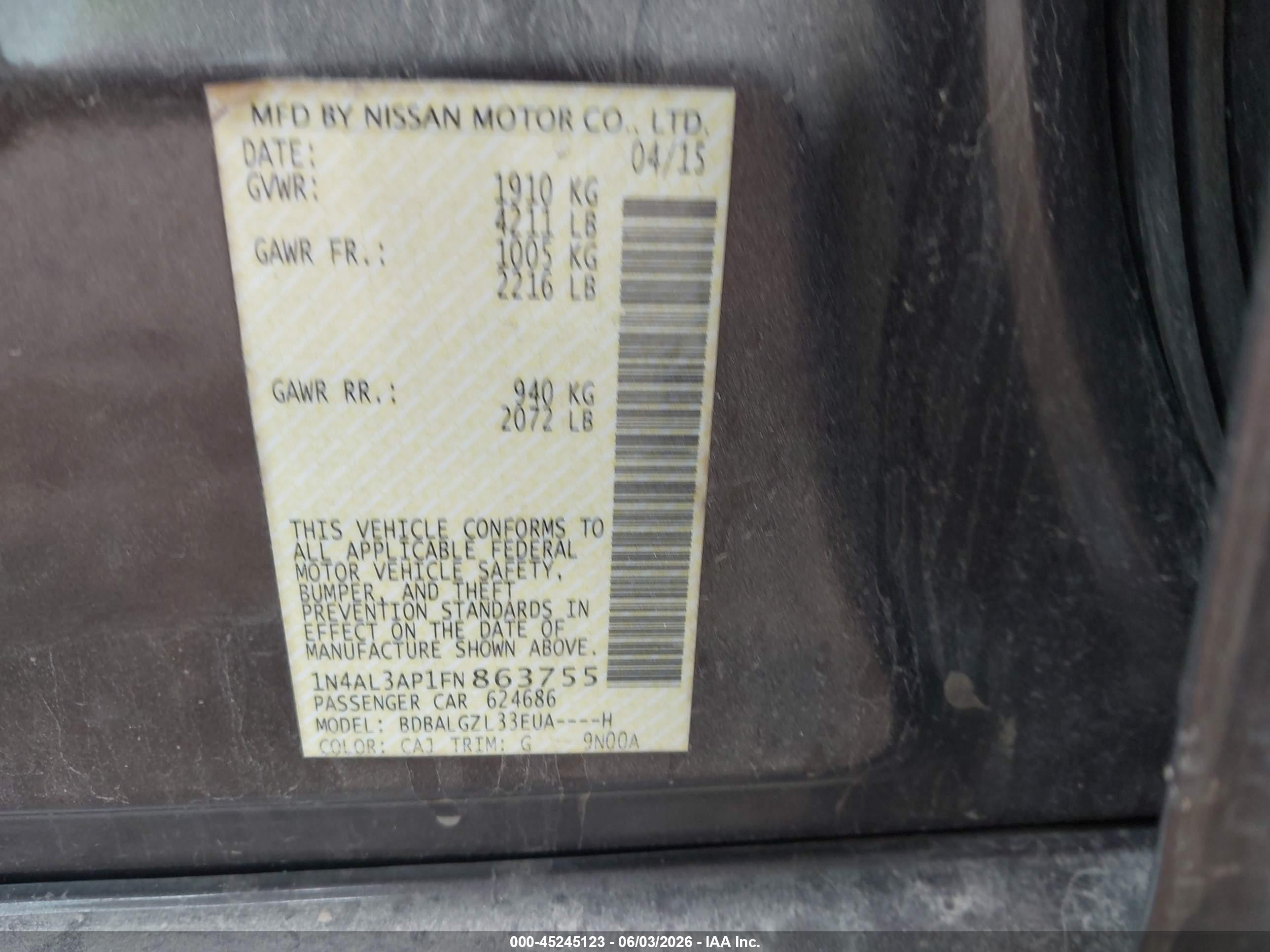 2015 Nissan Altima 2.5 S Brown vin: 1N4AL3AP1FN863755