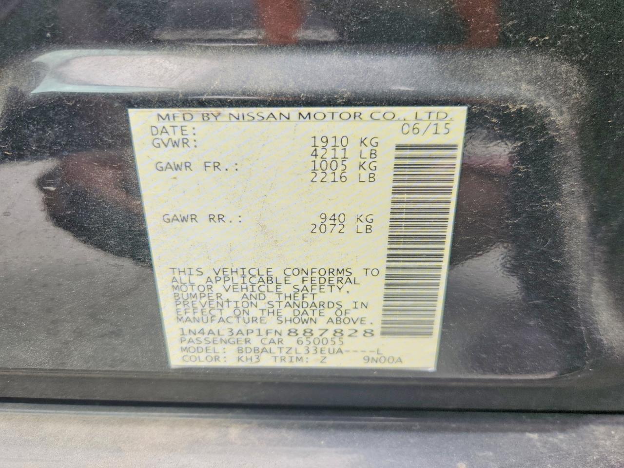 2015 Nissan Altima 2.5 Sl Коричневый vin: 1N4AL3AP1FN887828