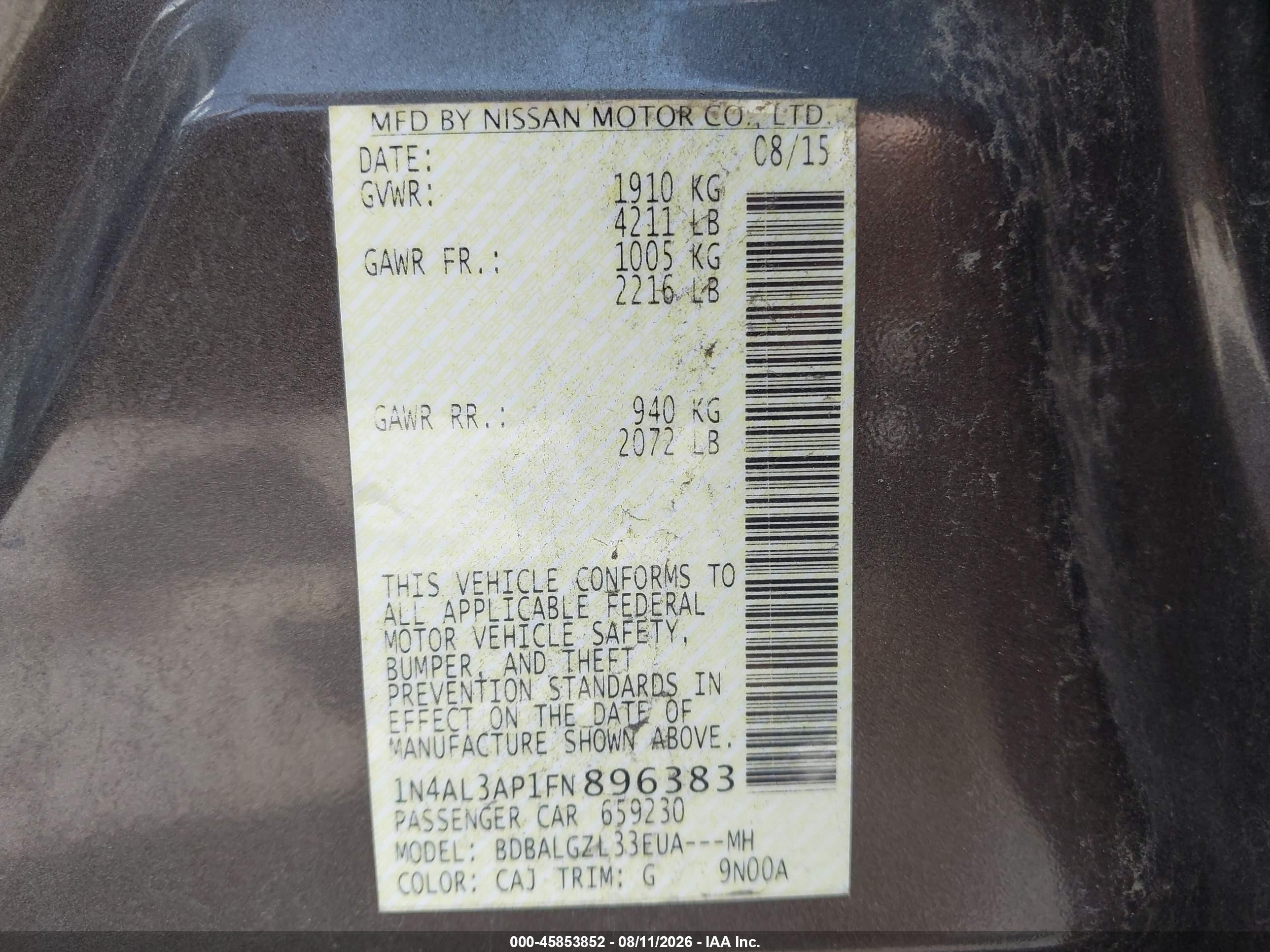 2015 Nissan Altima 2.5 S Gray vin: 1N4AL3AP1FN896383