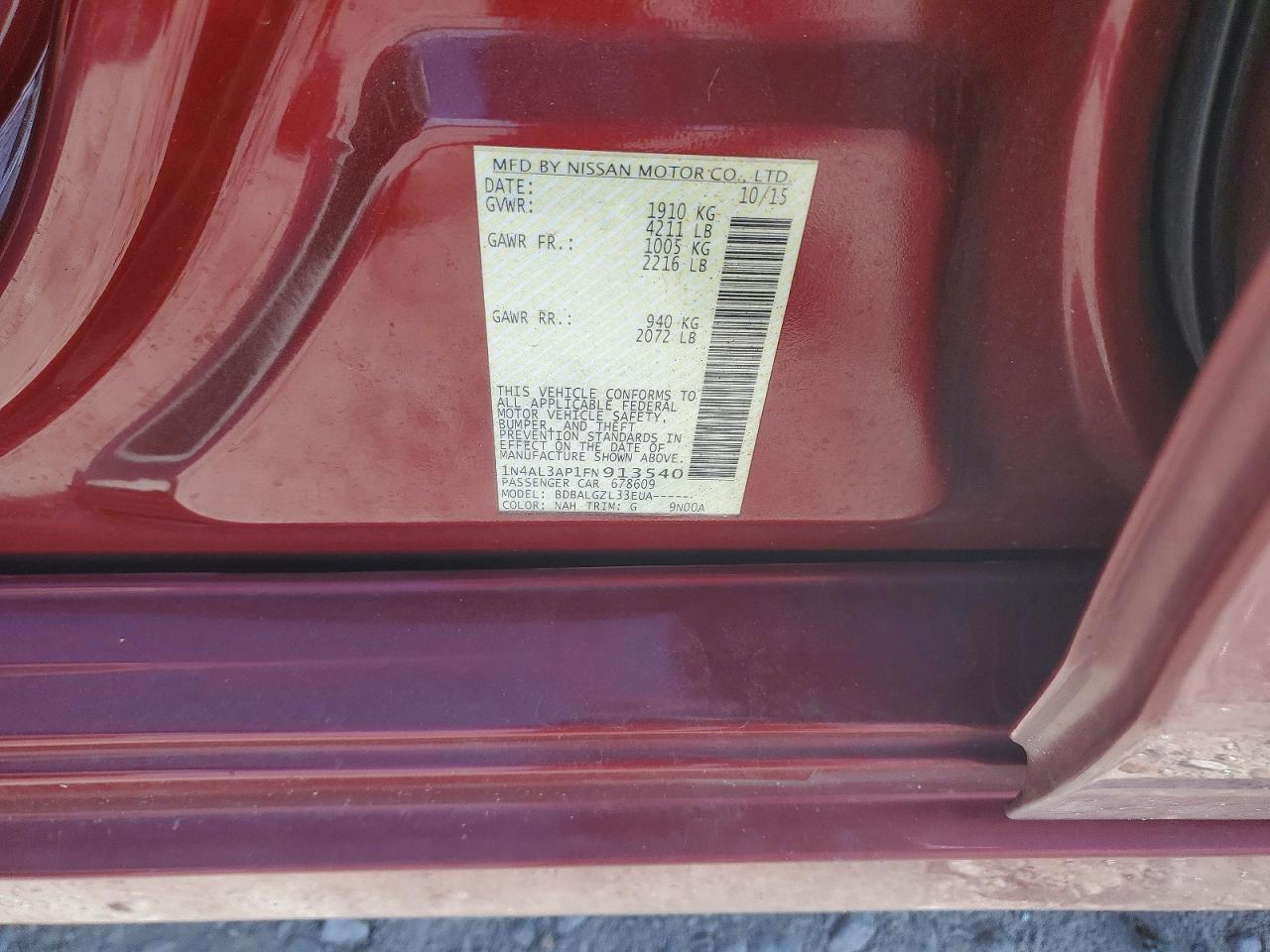 2015 Nissan Altima 2.5 S Красный vin: 1N4AL3AP1FN913540