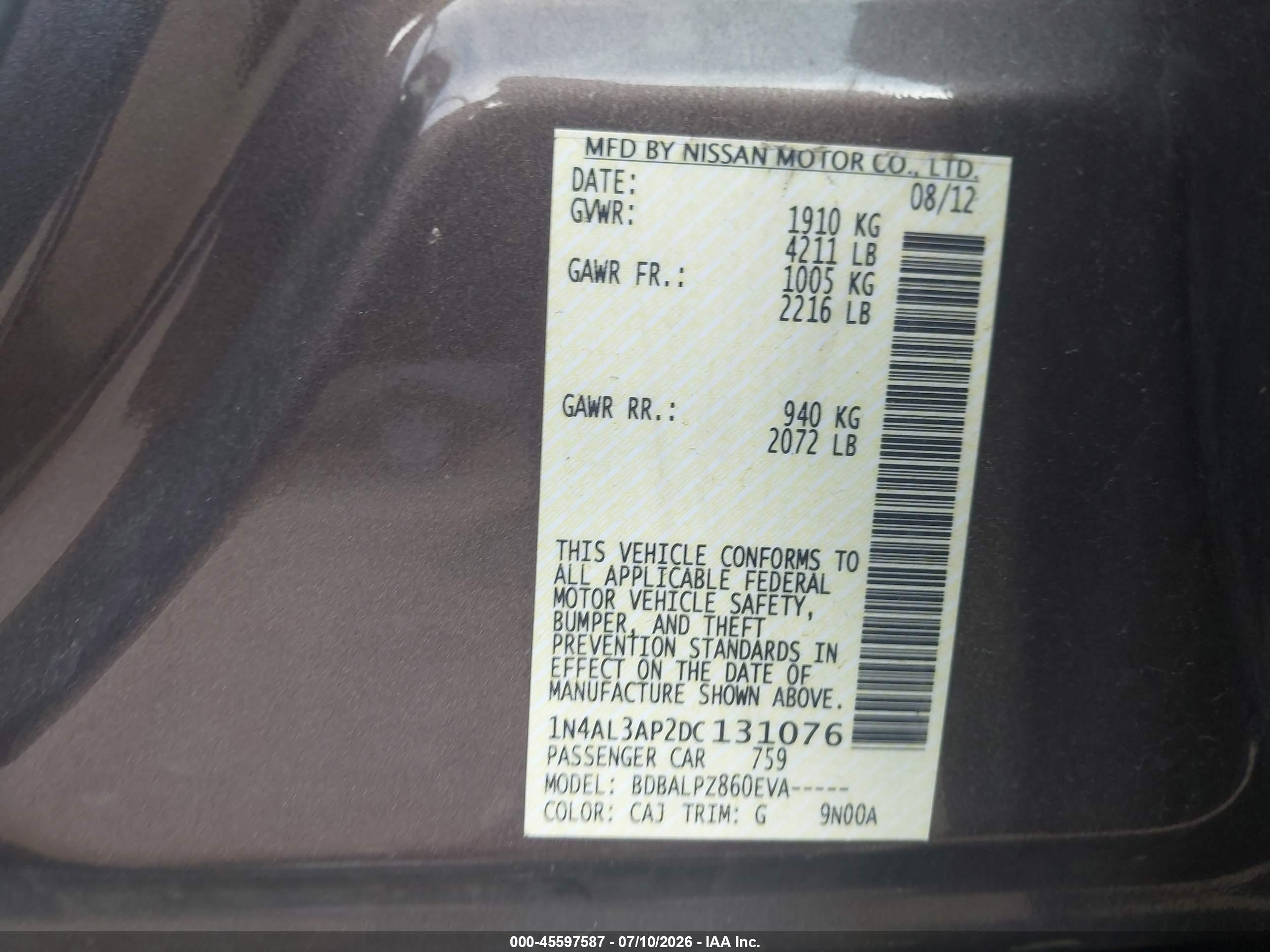 2013 Nissan Altima 2.5 Brown vin: 1N4AL3AP2DC131076