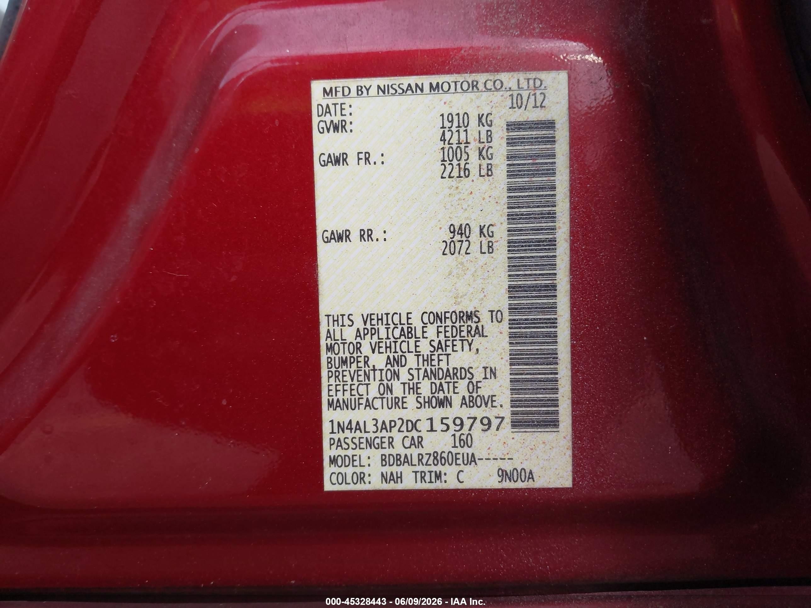 2013 Nissan Altima 2.5 S Red vin: 1N4AL3AP2DC159797