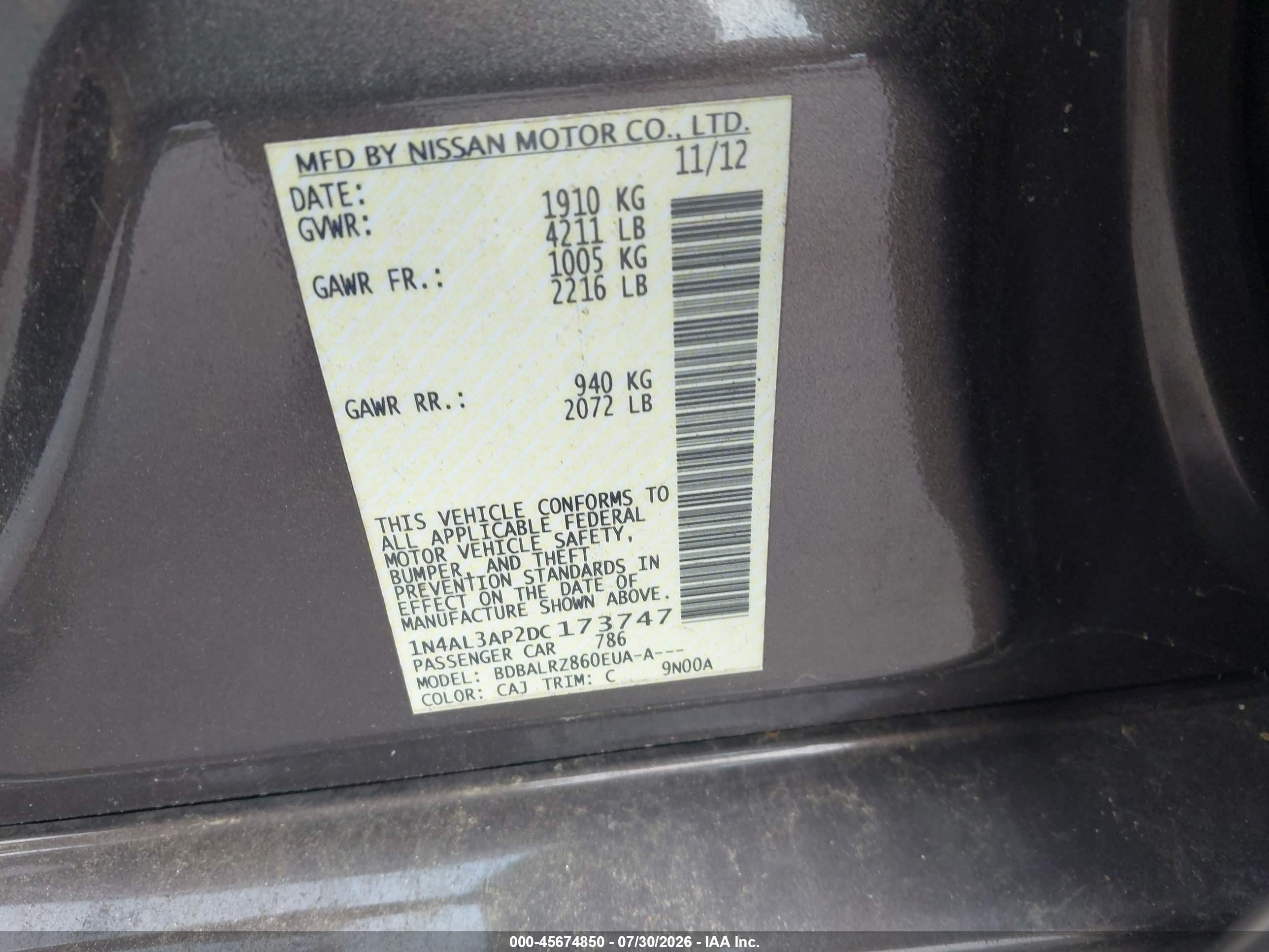 2013 Nissan Altima 2.5 S Gray vin: 1N4AL3AP2DC173747