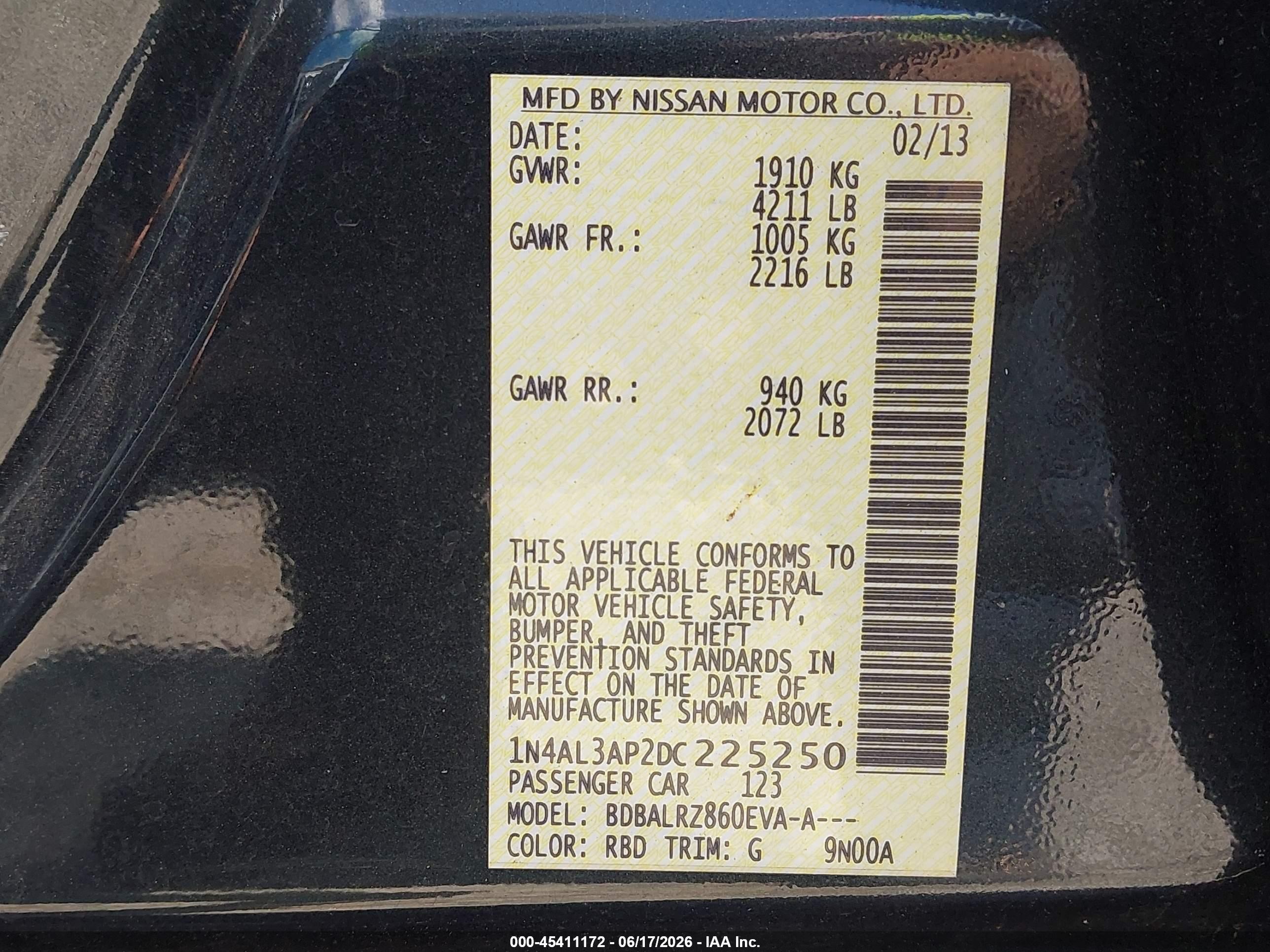 2013 Nissan Altima 2.5 S Black vin: 1N4AL3AP2DC225250