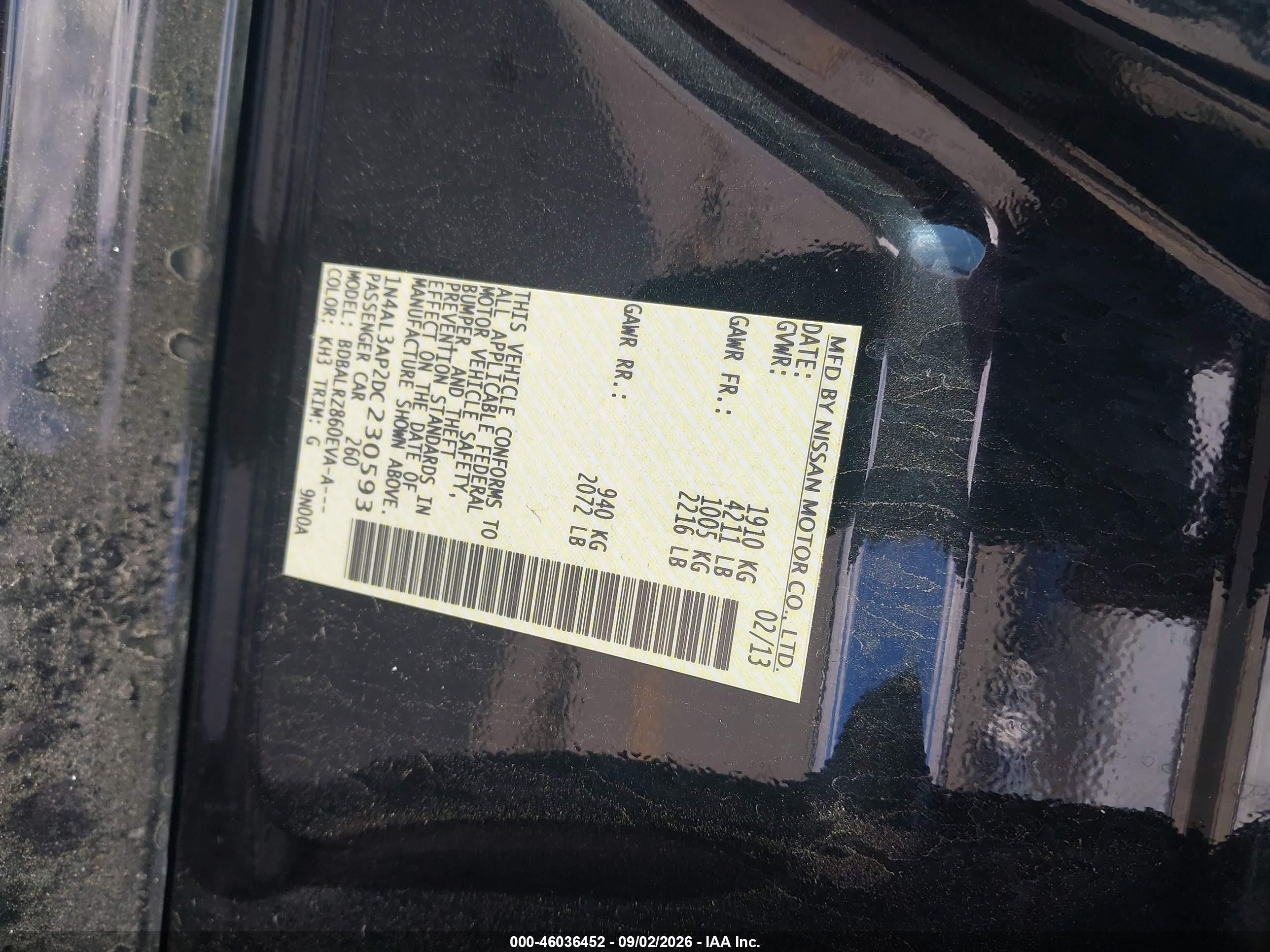 2013 Nissan Altima 2.5 S Black vin: 1N4AL3AP2DC230593