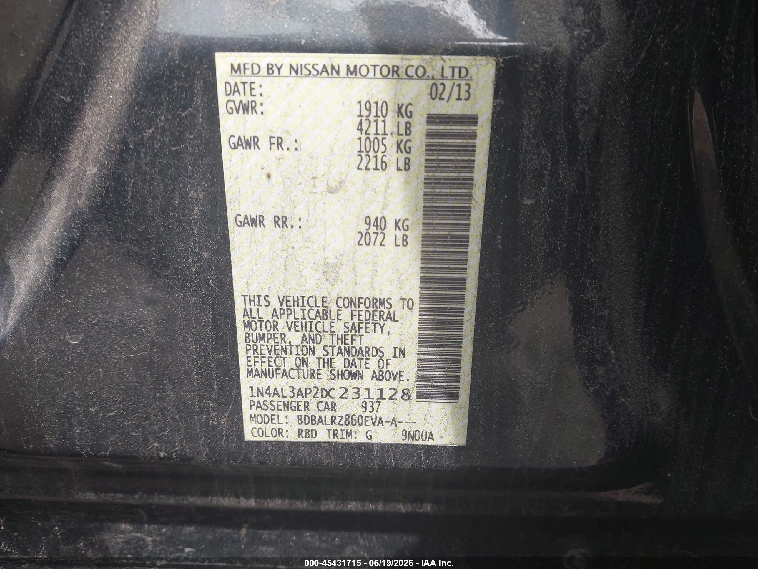 2013 Nissan Altima 2.5 S Black vin: 1N4AL3AP2DC231128