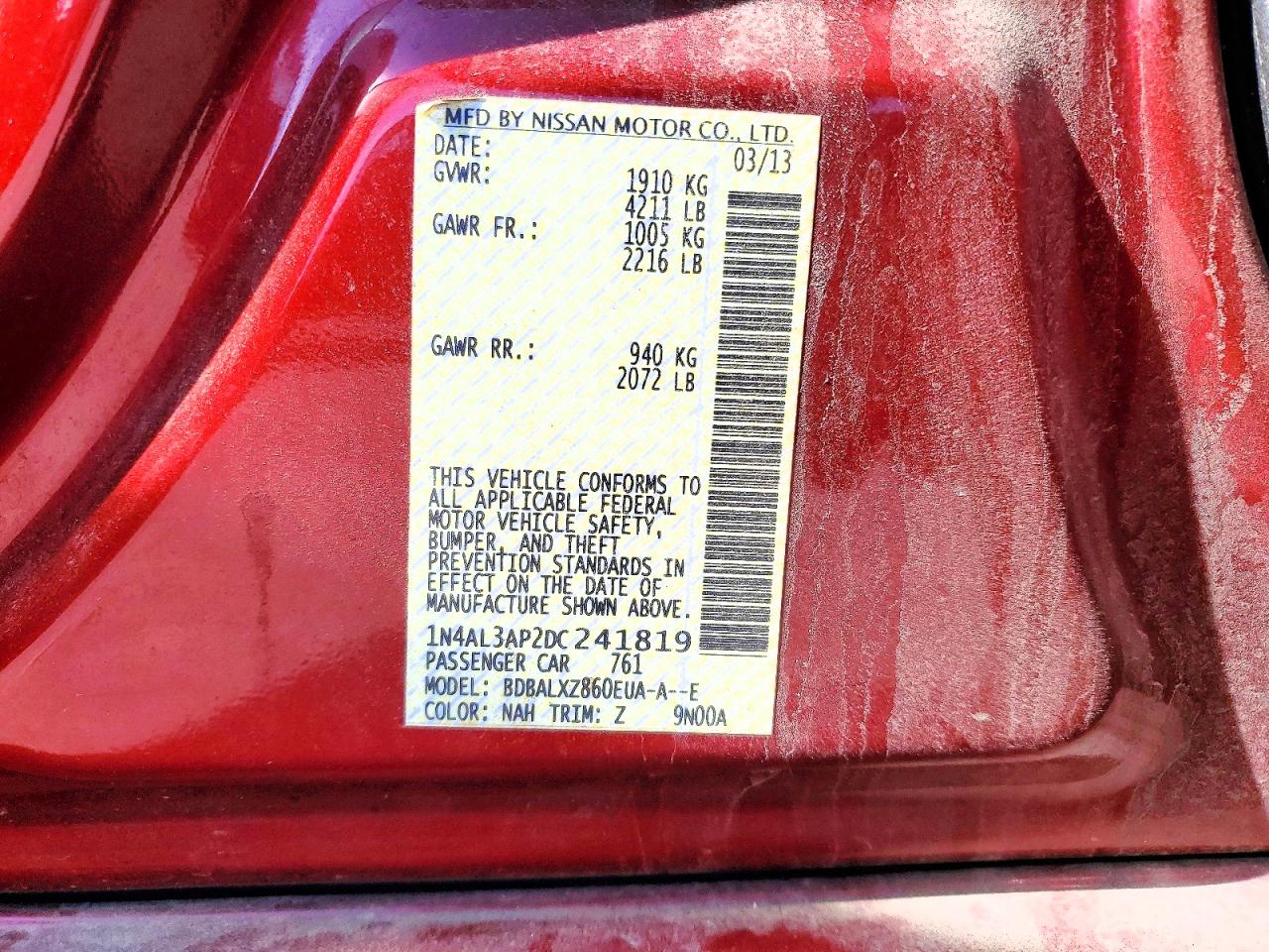 2013 Nissan Altima 2.5 Burgundy vin: 1N4AL3AP2DC241819