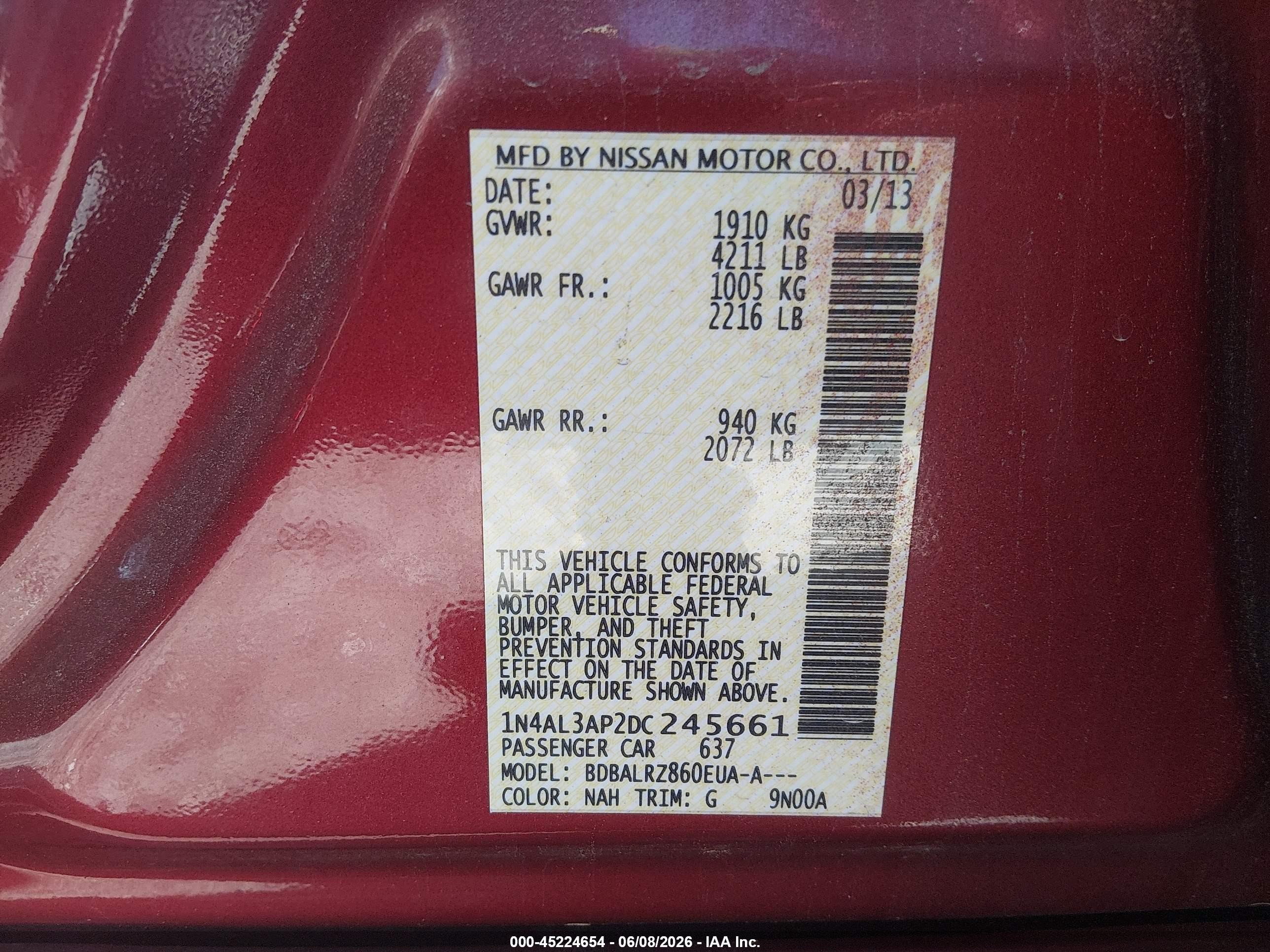 2013 Nissan Altima 2.5 S Красный vin: 1N4AL3AP2DC245661