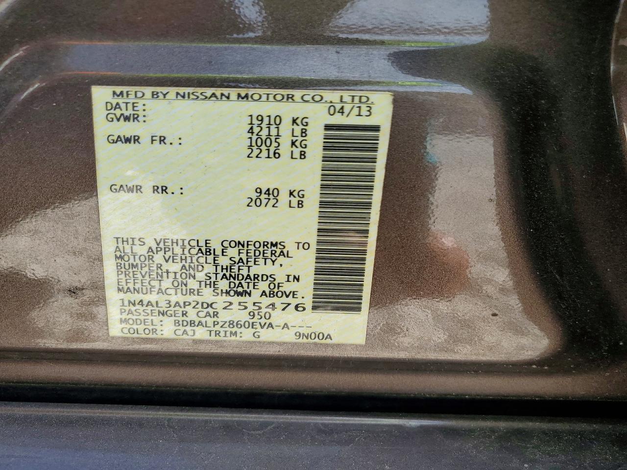 2013 Nissan Altima 2.5 Gray vin: 1N4AL3AP2DC255476