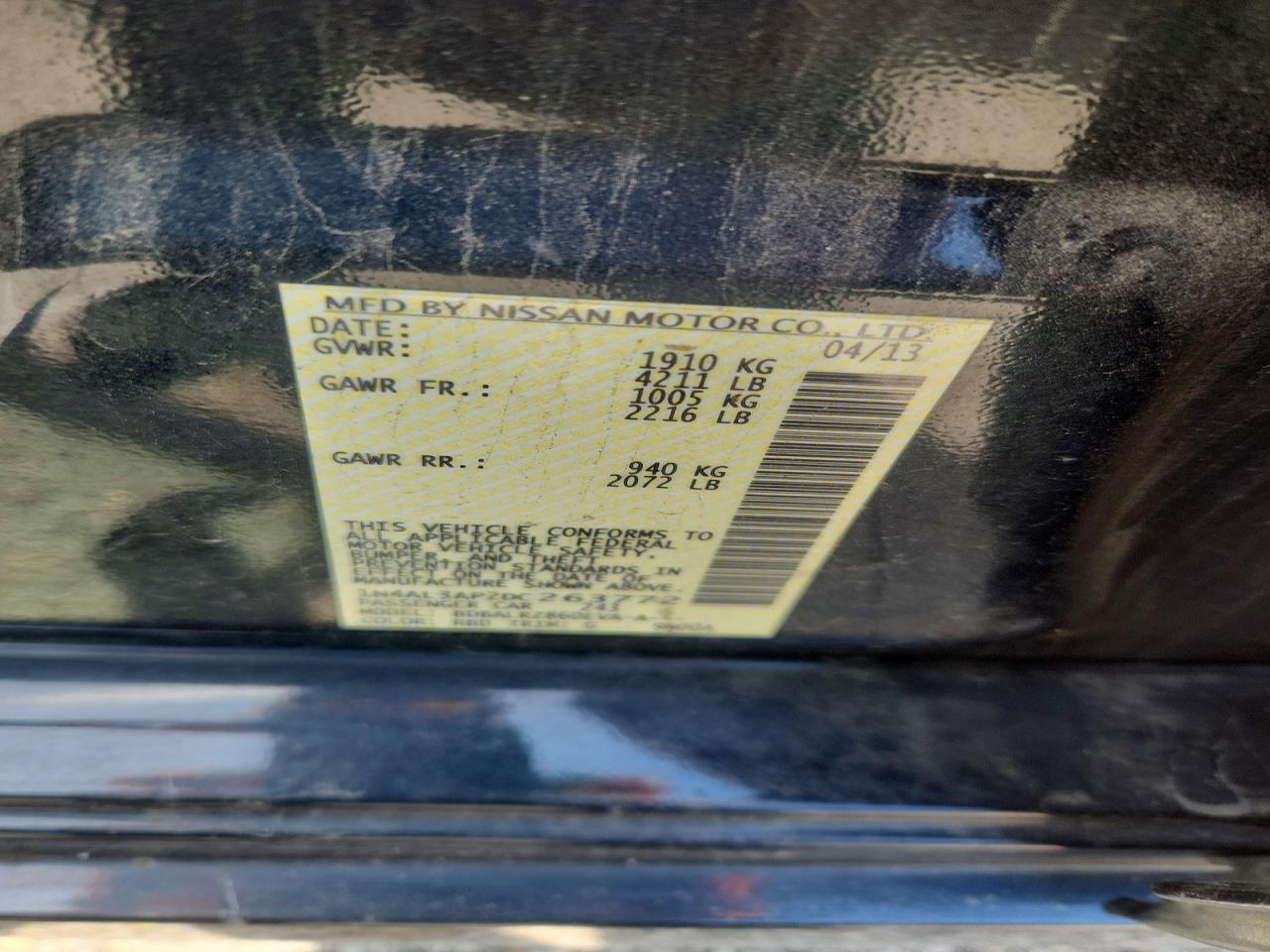 2013 Nissan Altima 2.5 Charcoal vin: 1N4AL3AP2DC263772