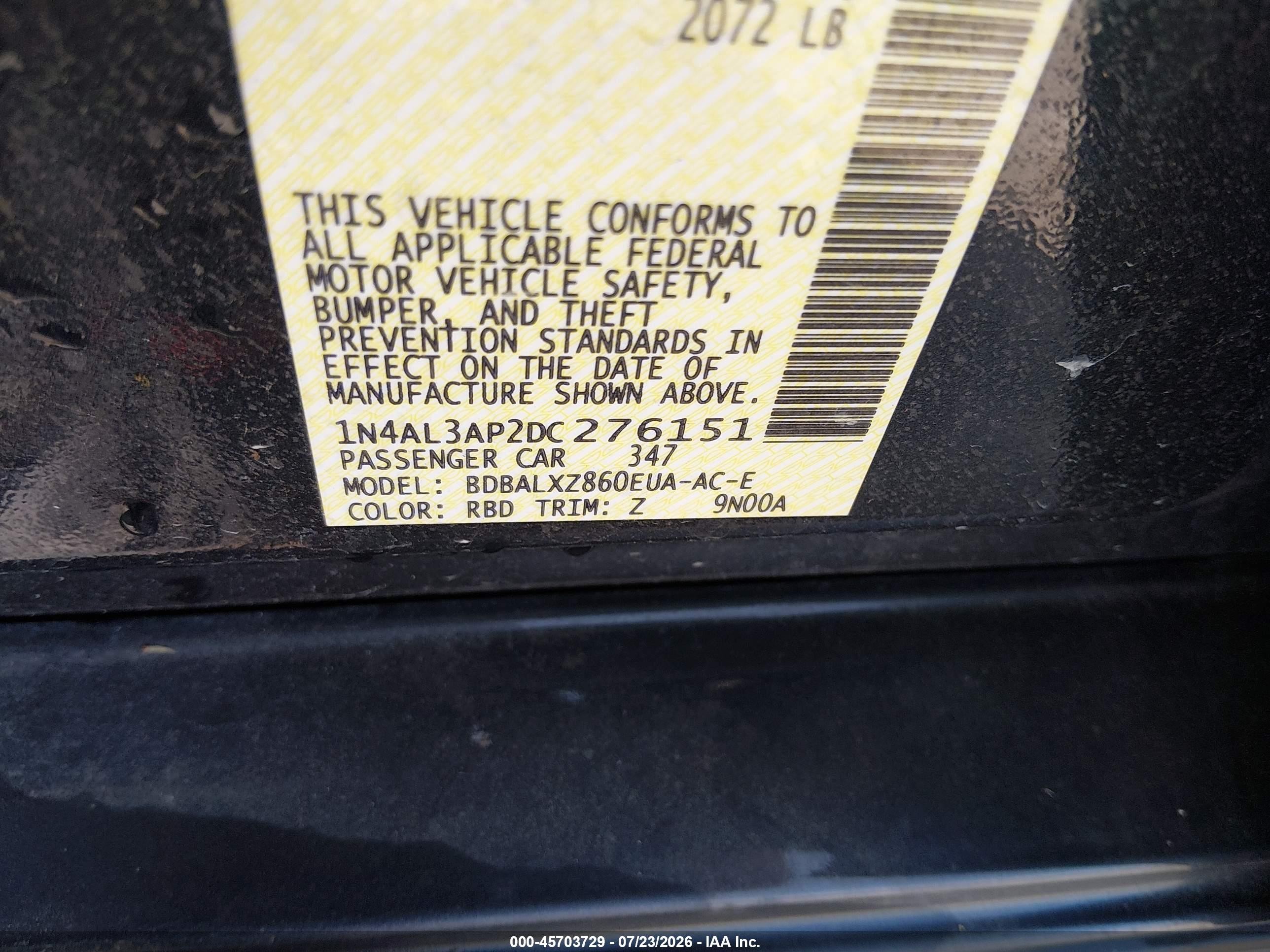 2013 Nissan Altima 2.5 Sl Black vin: 1N4AL3AP2DC276151