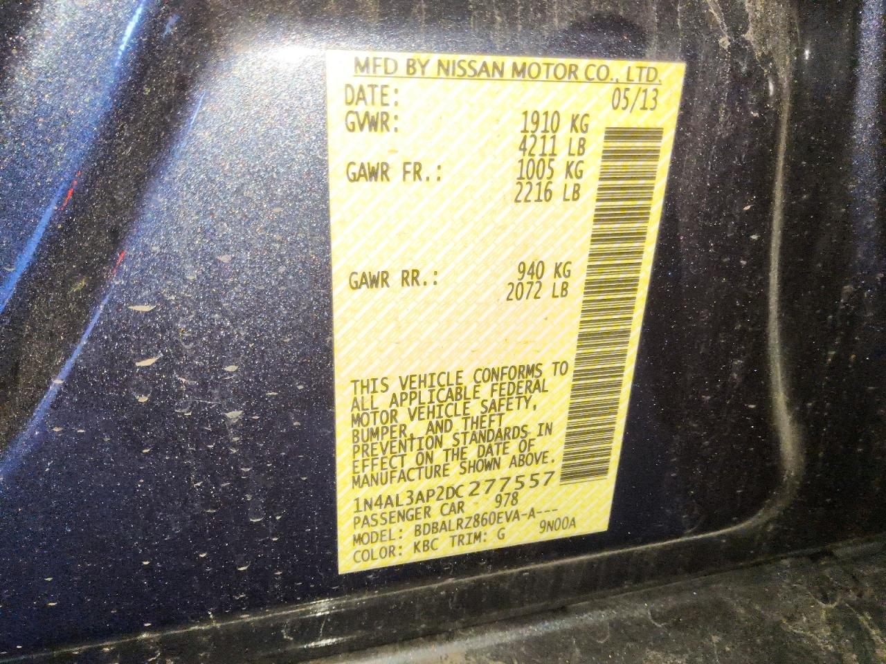 2013 Nissan Altima 2.5 Gray vin: 1N4AL3AP2DC277557
