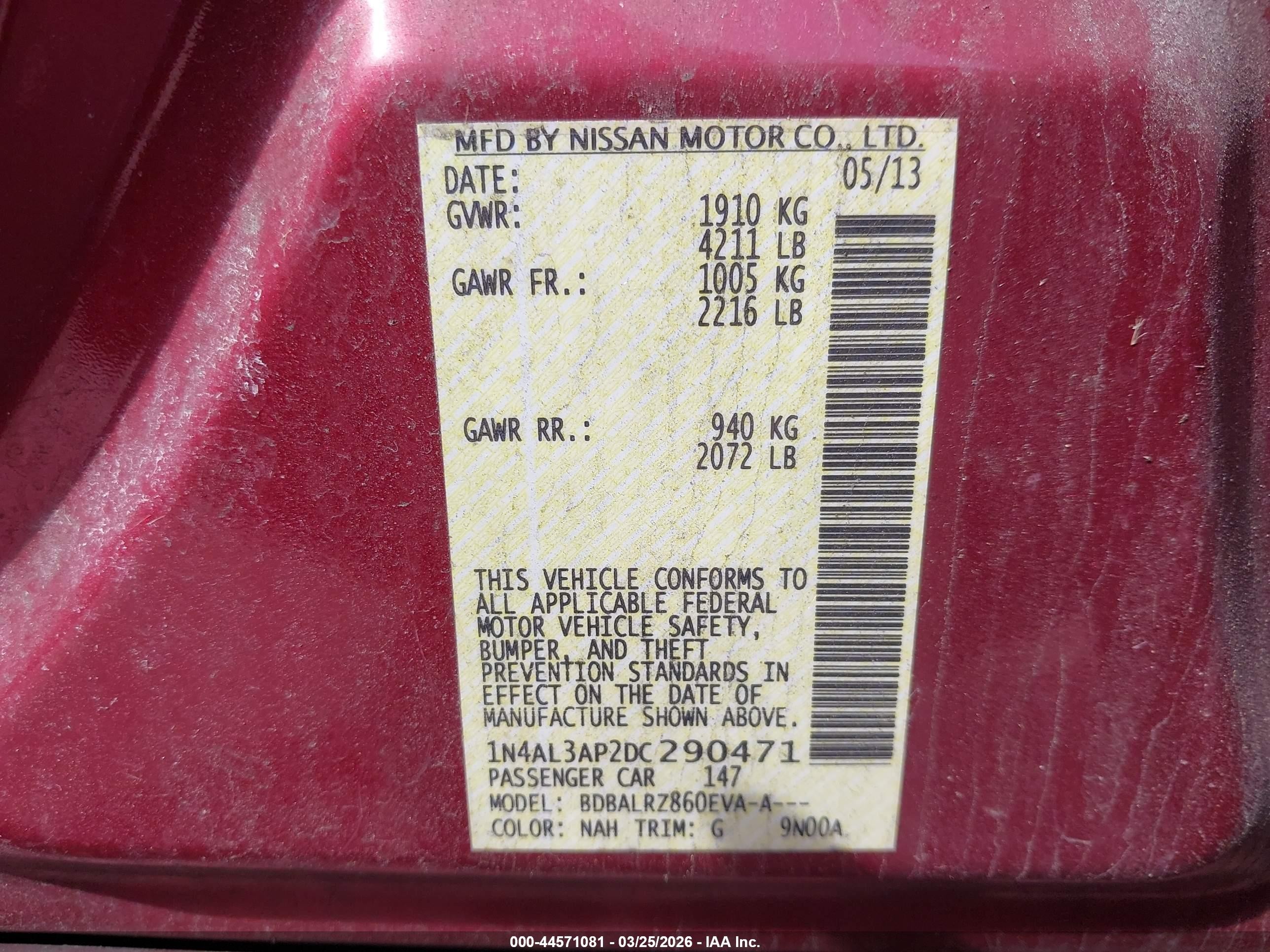 2013 Nissan Altima 2.5 S Red vin: 1N4AL3AP2DC290471