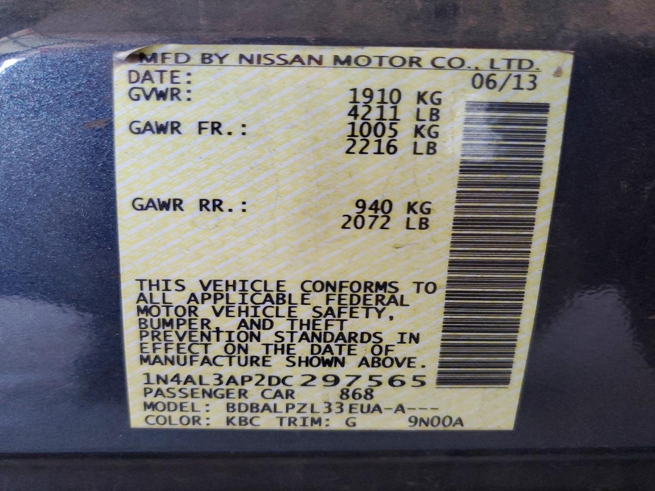 2013 Nissan Altima 2.5 Gray vin: 1N4AL3AP2DC297565