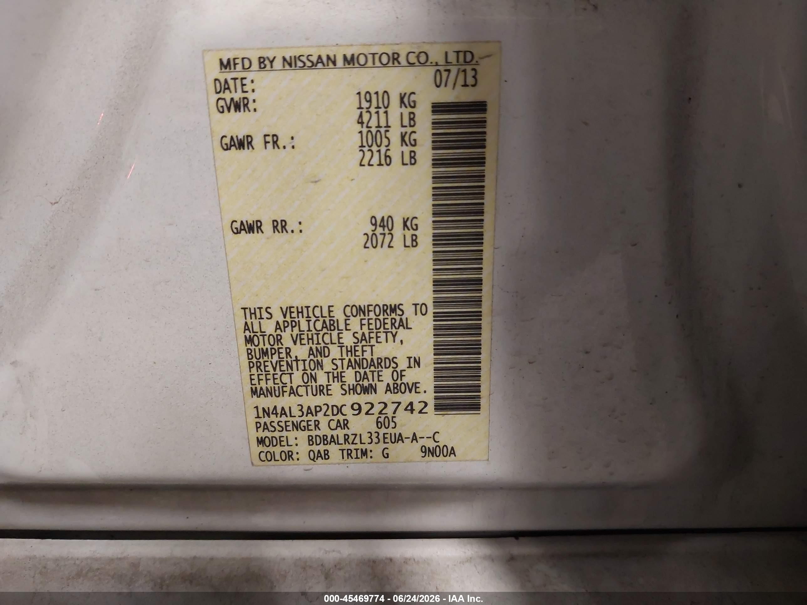 2013 Nissan Altima 2.5 S White vin: 1N4AL3AP2DC922742