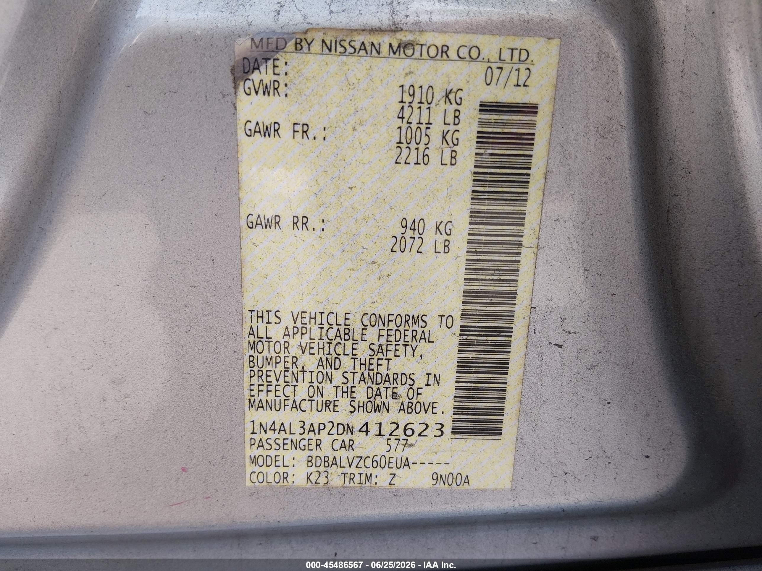 2013 Nissan Altima 2.5 Sl Silver vin: 1N4AL3AP2DN412623