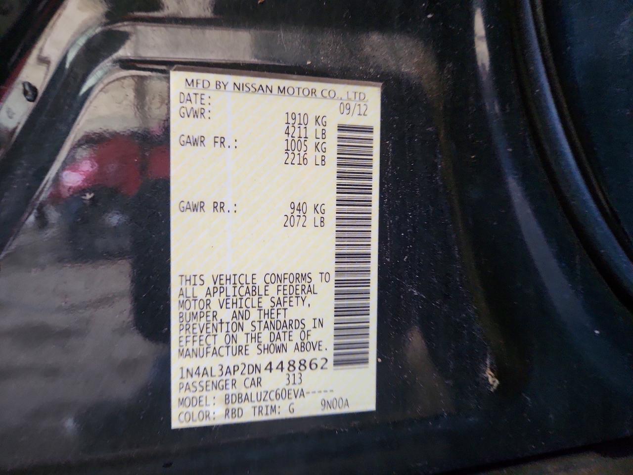 2013 Nissan Altima 2.5 Blue vin: 1N4AL3AP2DN448862