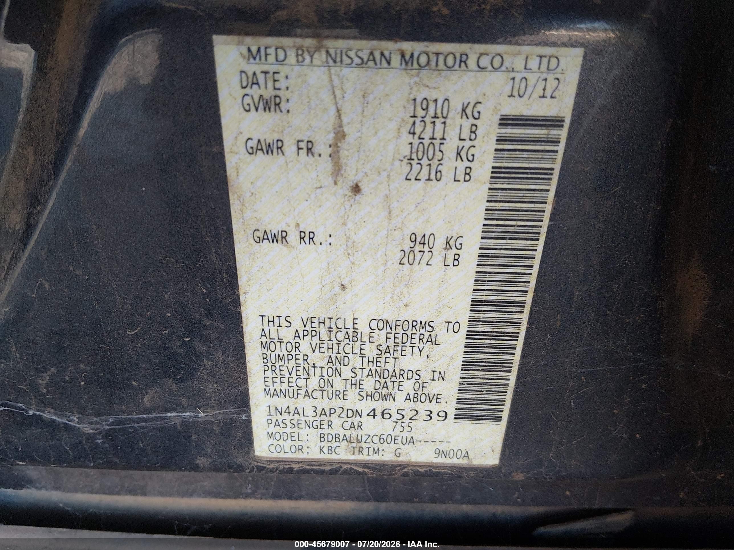 2013 Nissan Altima 2.5 Sv Gray vin: 1N4AL3AP2DN465239