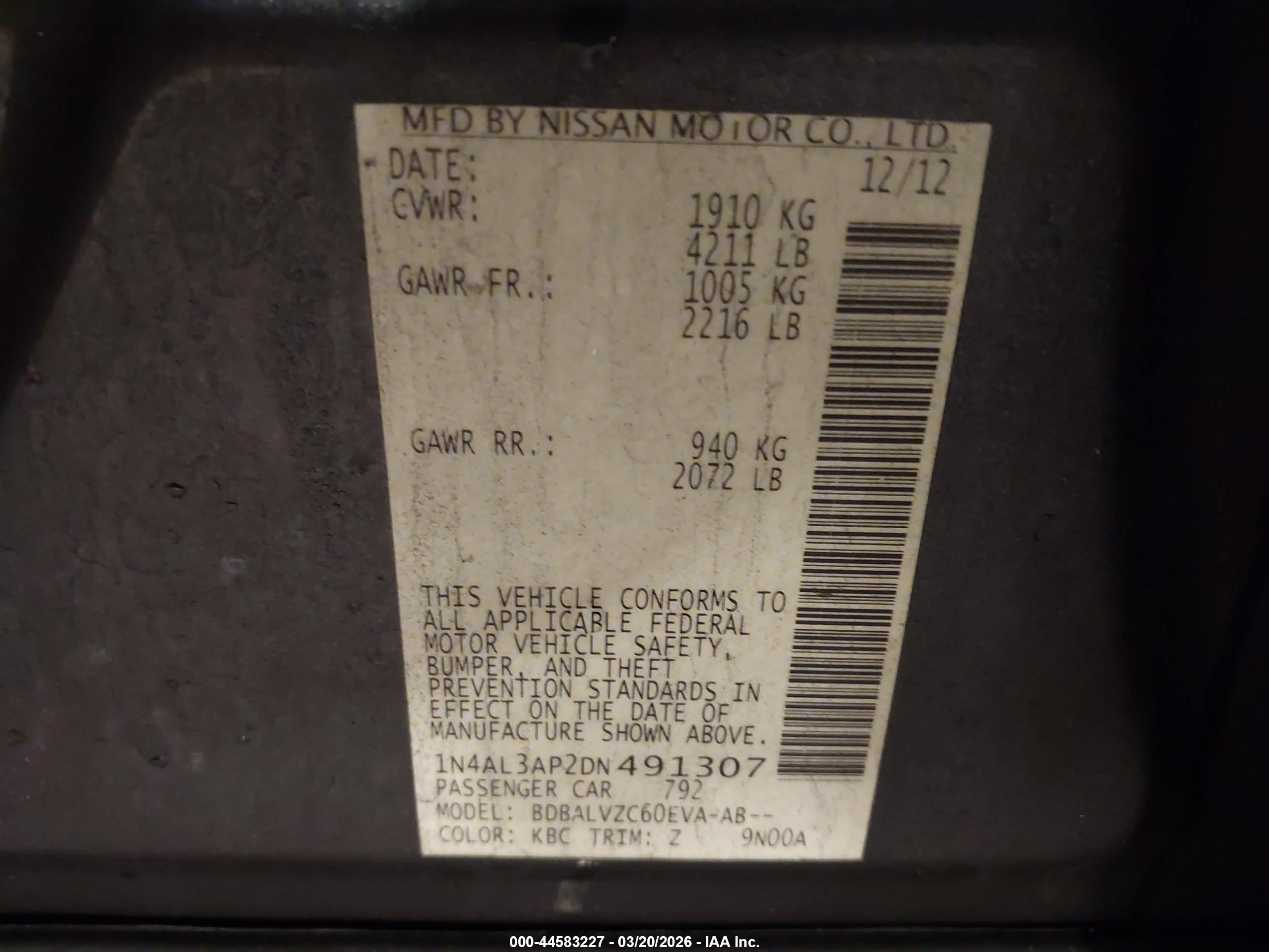 2013 Nissan Altima 2.5 Sl Gray vin: 1N4AL3AP2DN491307