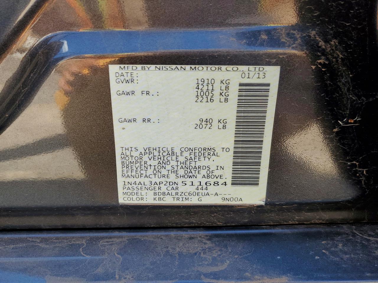 2013 Nissan Altima 2.5 Gray vin: 1N4AL3AP2DN511684