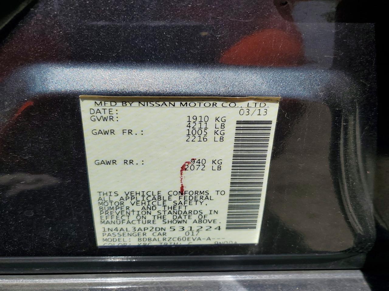 2013 Nissan Altima 2.5 Gray vin: 1N4AL3AP2DN531224