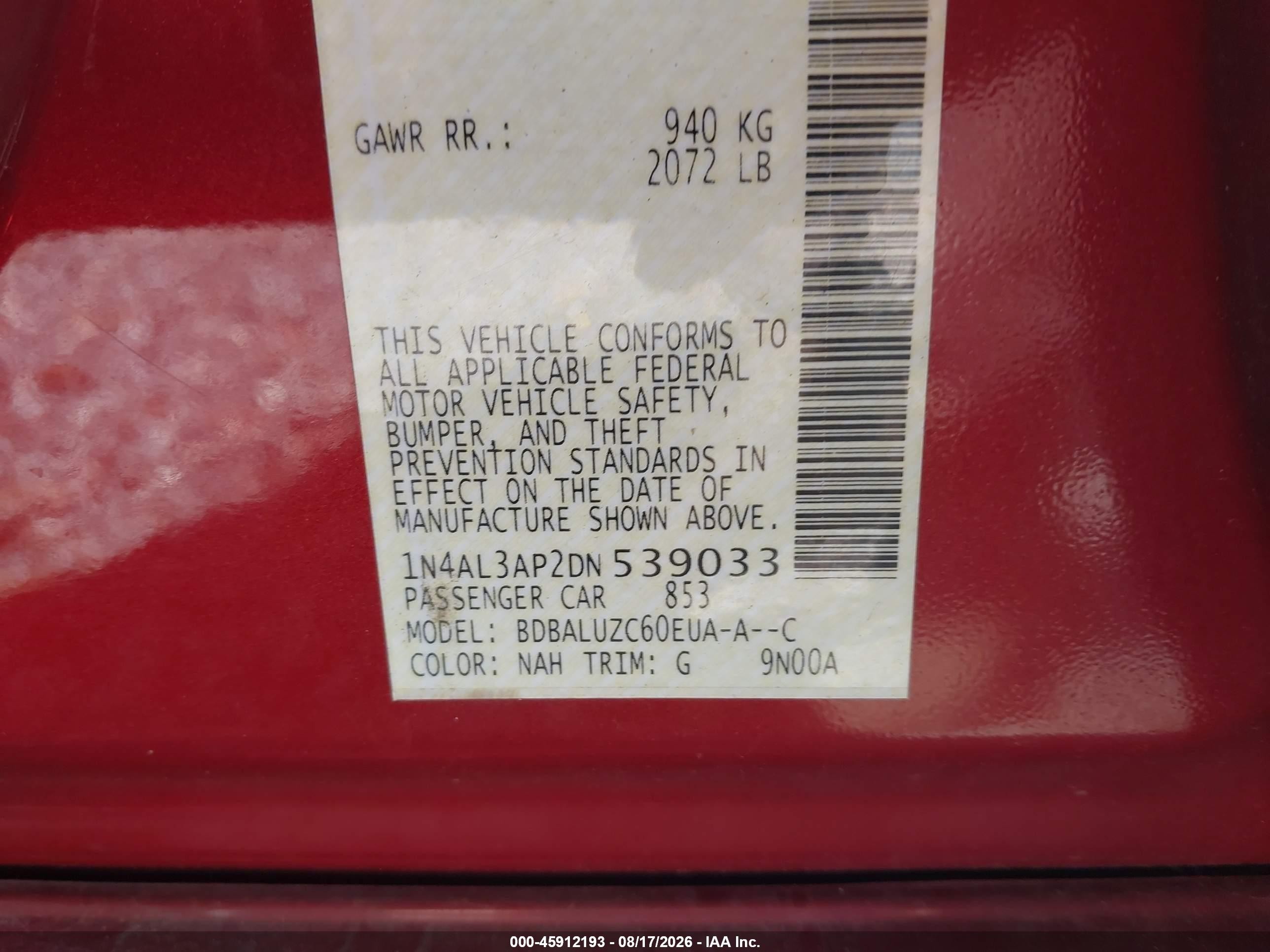 2013 Nissan Altima 2.5 Sv Red vin: 1N4AL3AP2DN539033