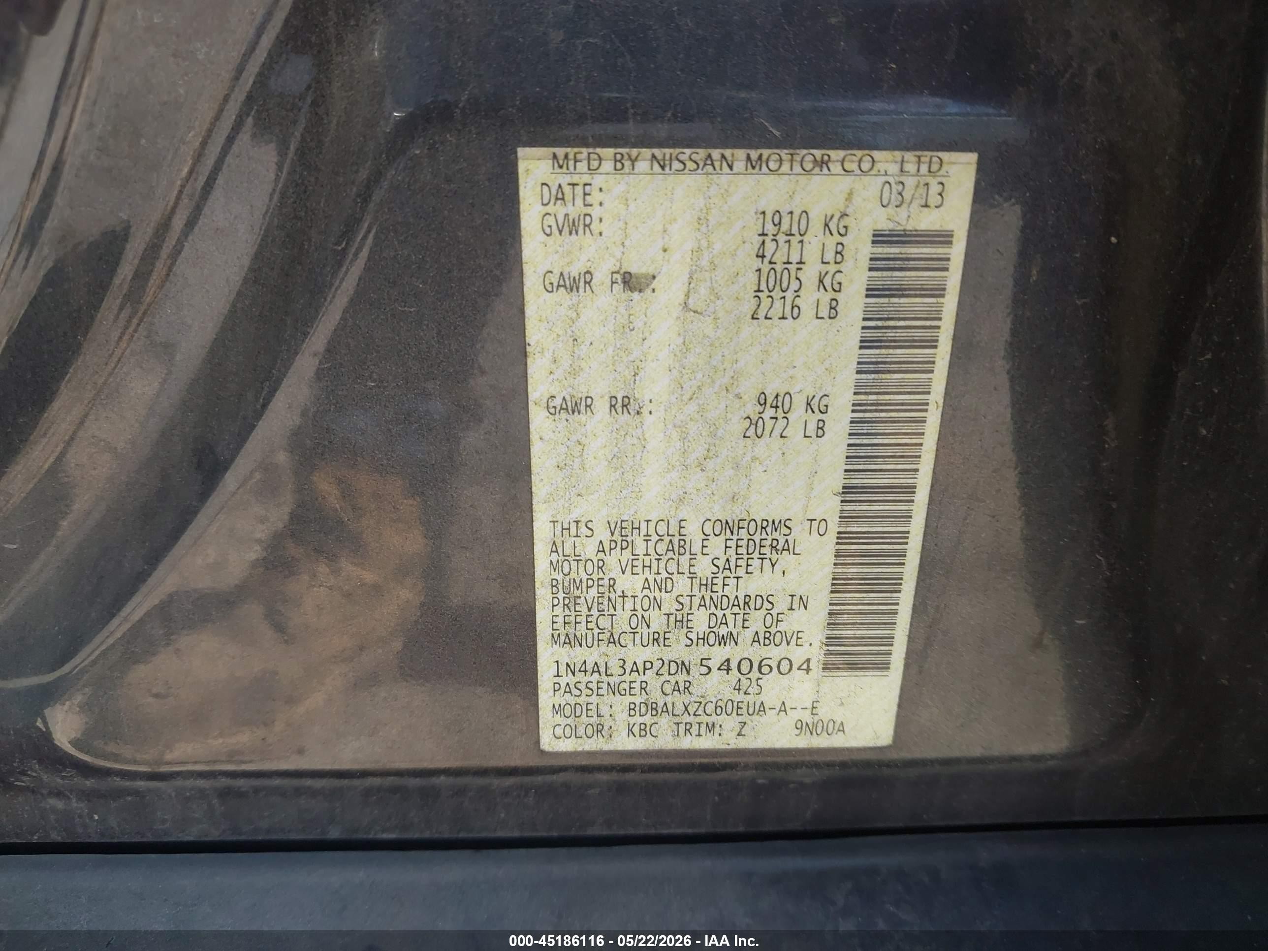 2013 Nissan Altima 2.5 Sl Gray vin: 1N4AL3AP2DN540604