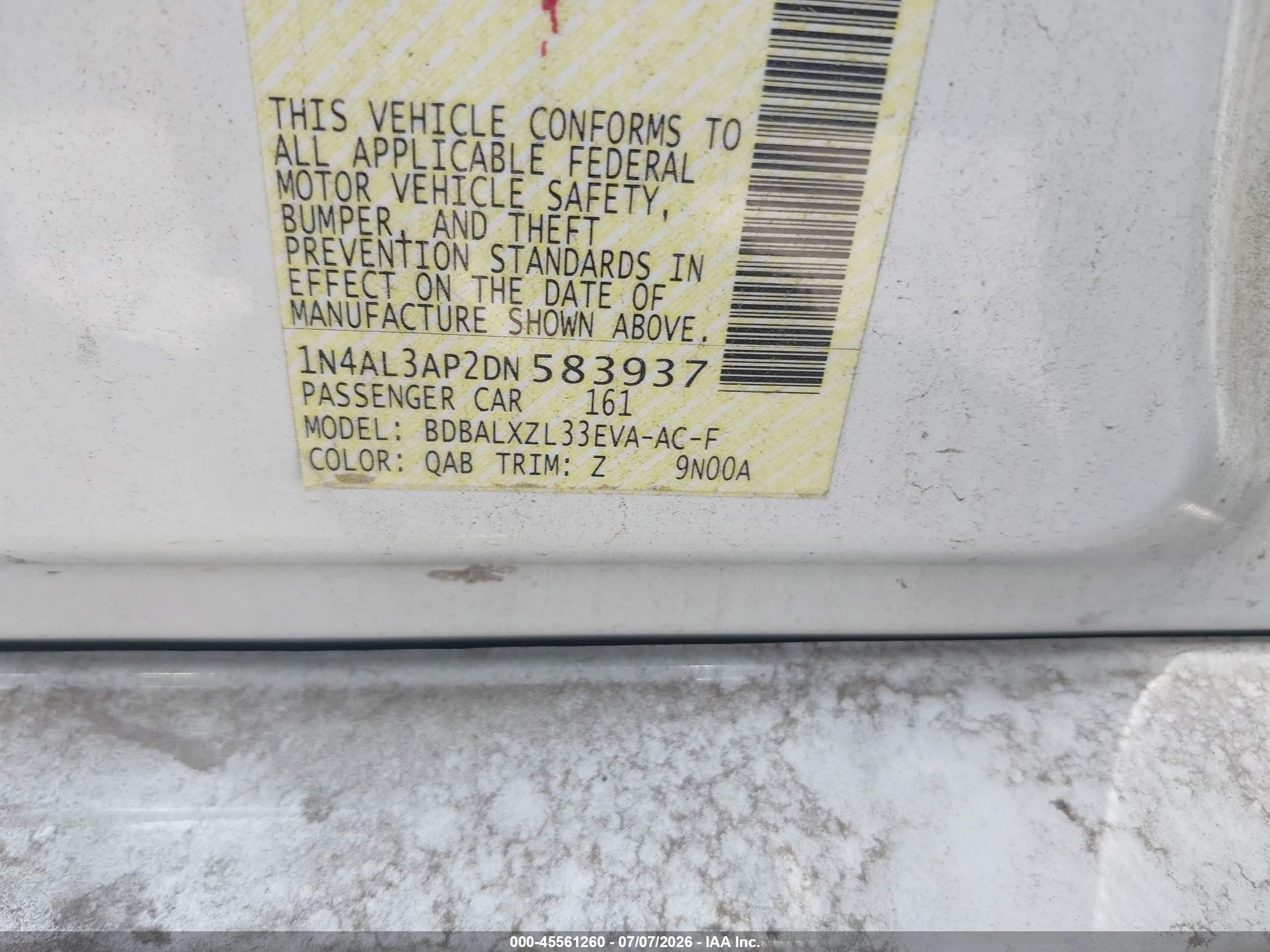 2013 Nissan Altima 2.5 Sl Белый vin: 1N4AL3AP2DN583937