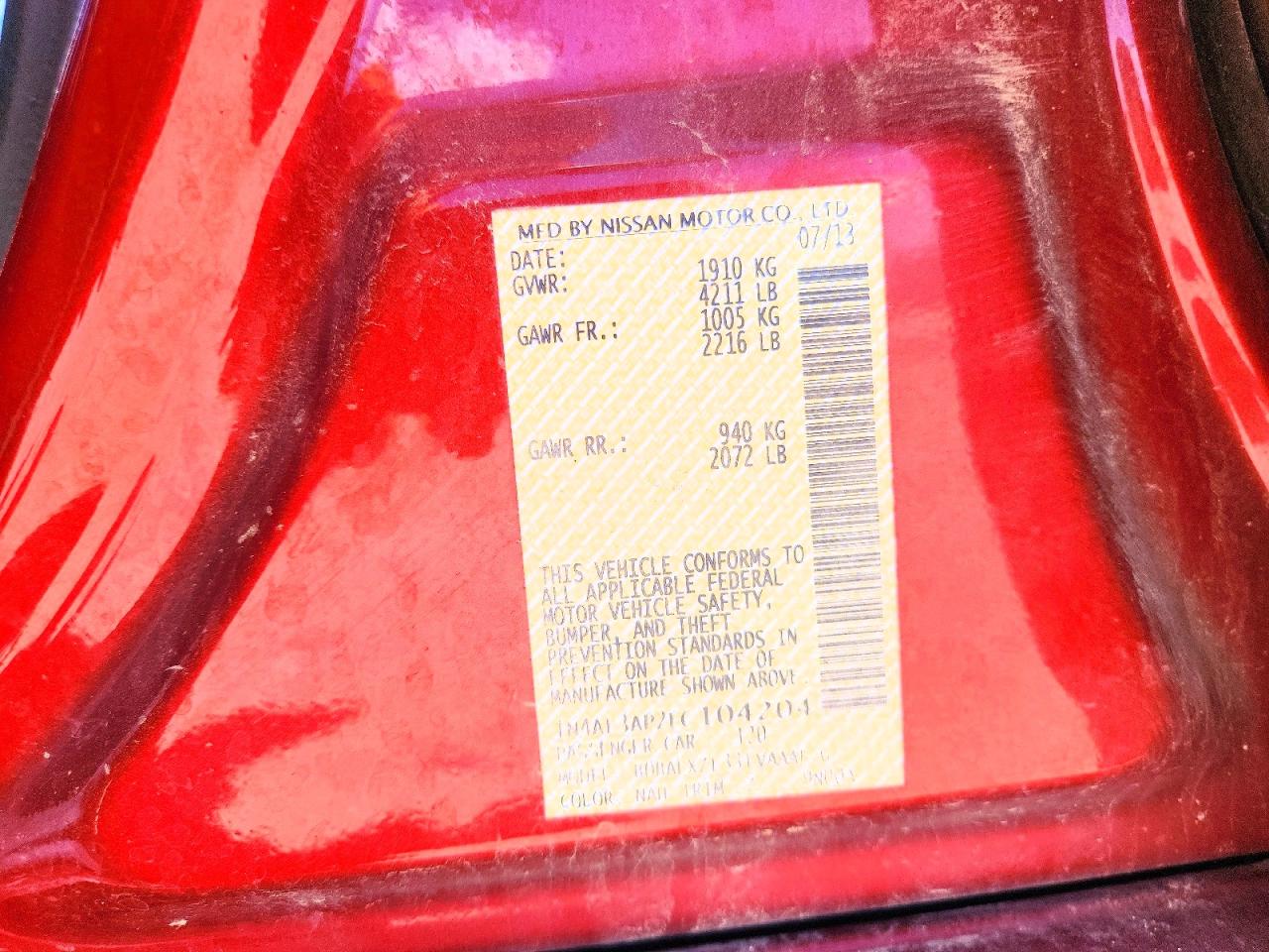 2014 Nissan Altima 2.5 Red vin: 1N4AL3AP2EC104204