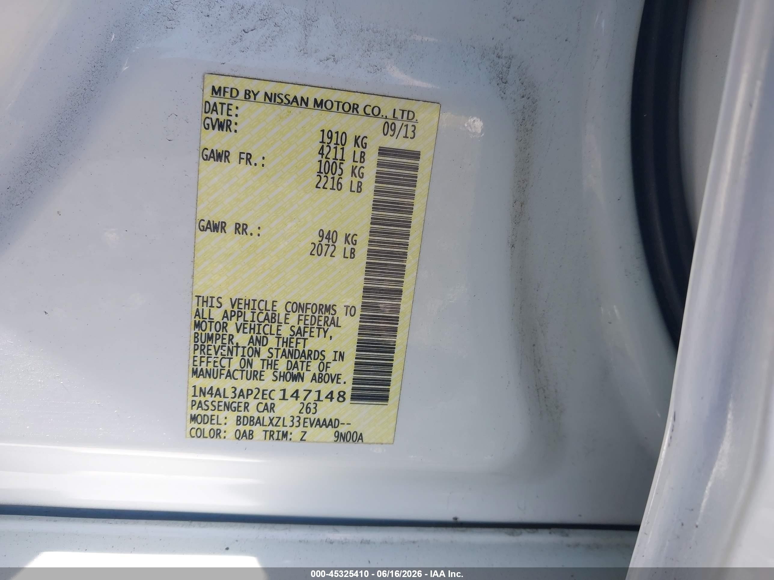 2014 Nissan Altima 2.5 Sl Белый vin: 1N4AL3AP2EC147148